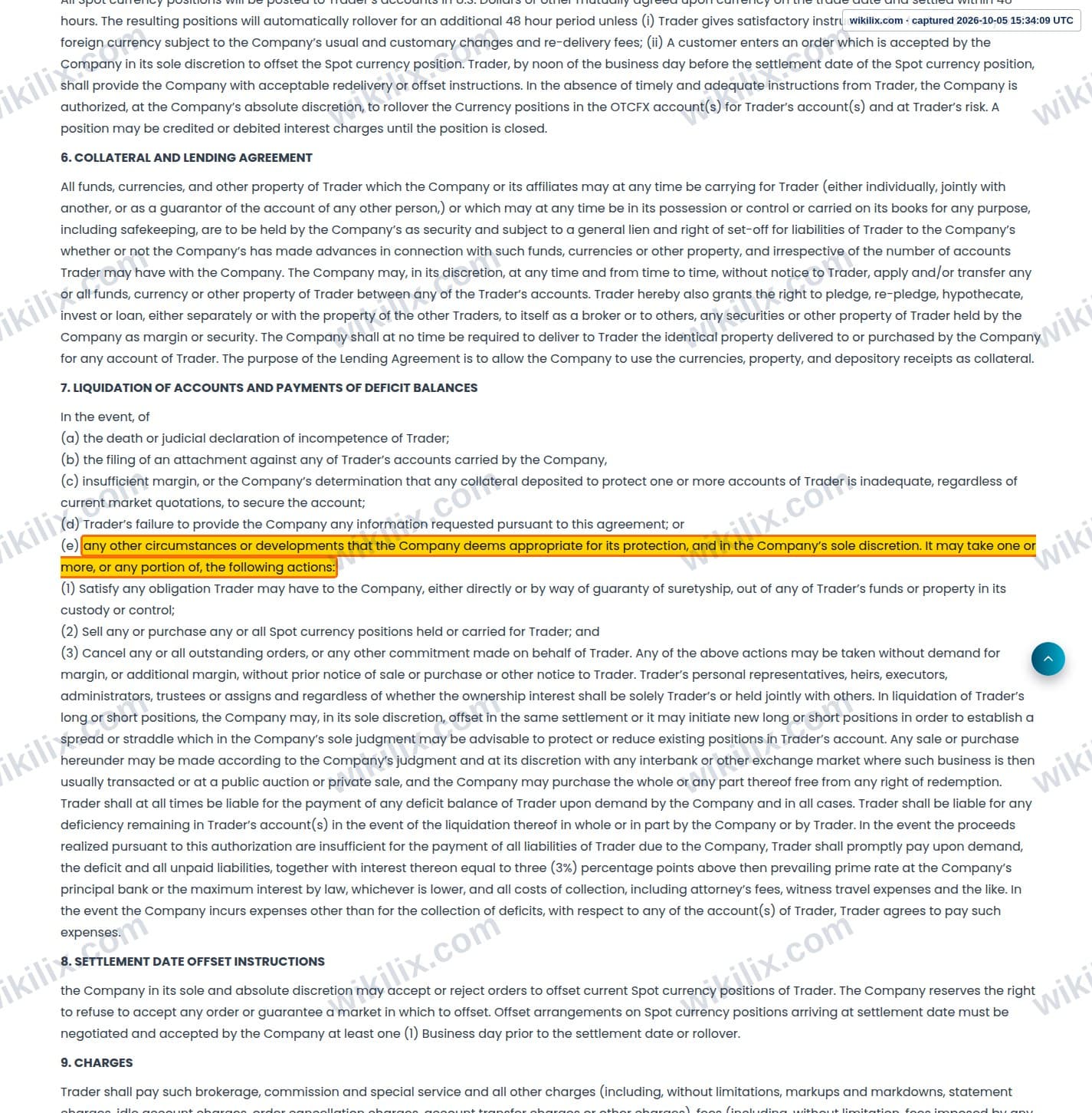 Our full page screenshot of the page this clause sits on, on AGILE GLOBAL LIMITED's site agilegloballtd.com, taken on Oct 5, 2026. The quoted words are marked in the image.