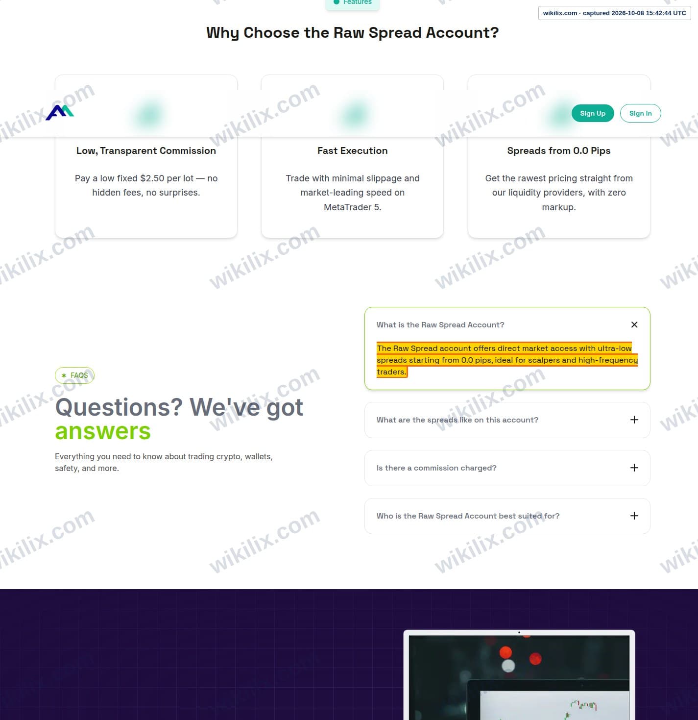 Our full page screenshot of the page that makes this promise, on Assexmarkets's site assexmarkets.com, taken on Oct 8, 2026. The quoted words are marked in the image.