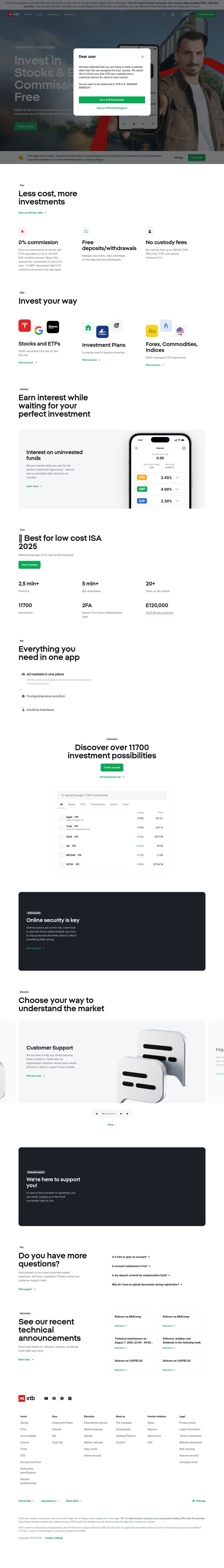 Homepage of xtb.com as we captured it