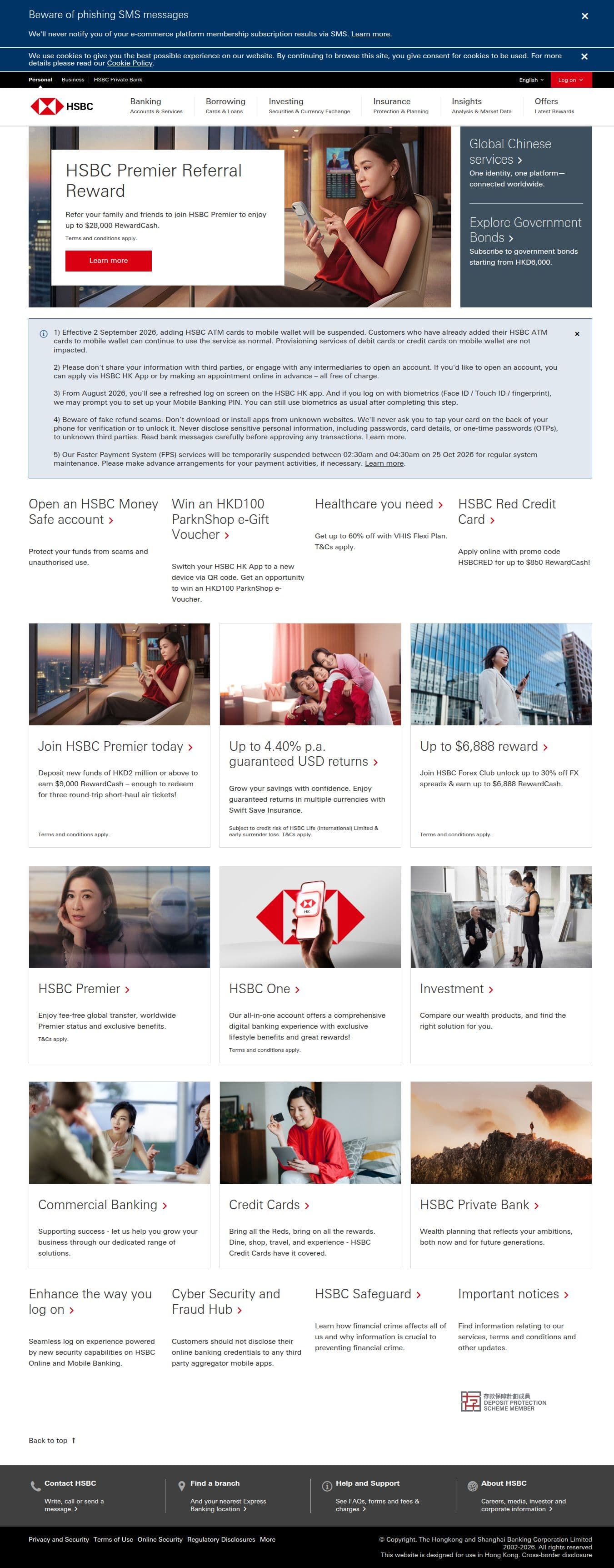 Homepage of hsbc.com.hk as we captured it