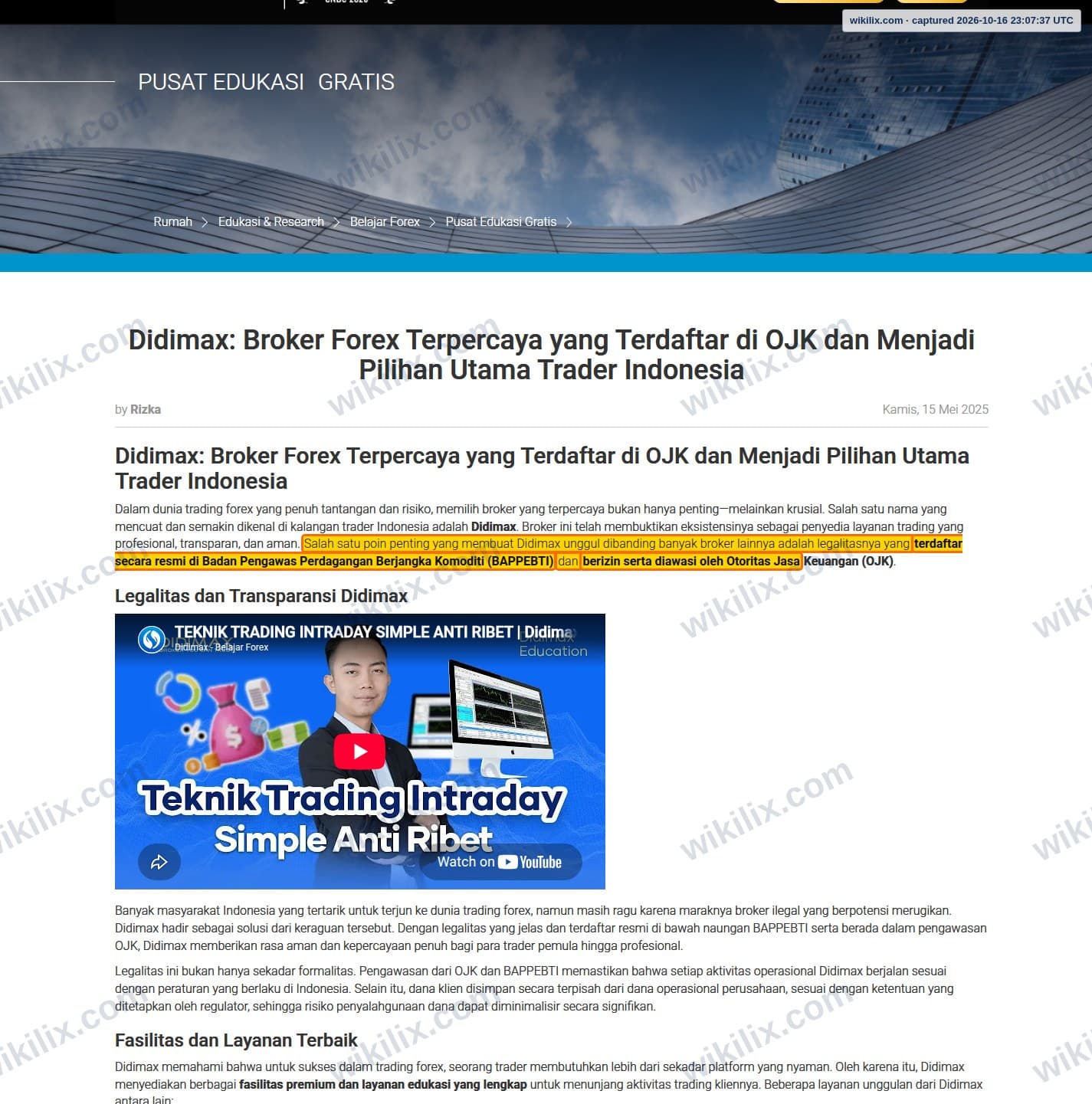 Our full page screenshot of the page that makes this promise, on DIDIMAX's site didimax.co.id, taken on Oct 16, 2026. The quoted words are marked in the image.