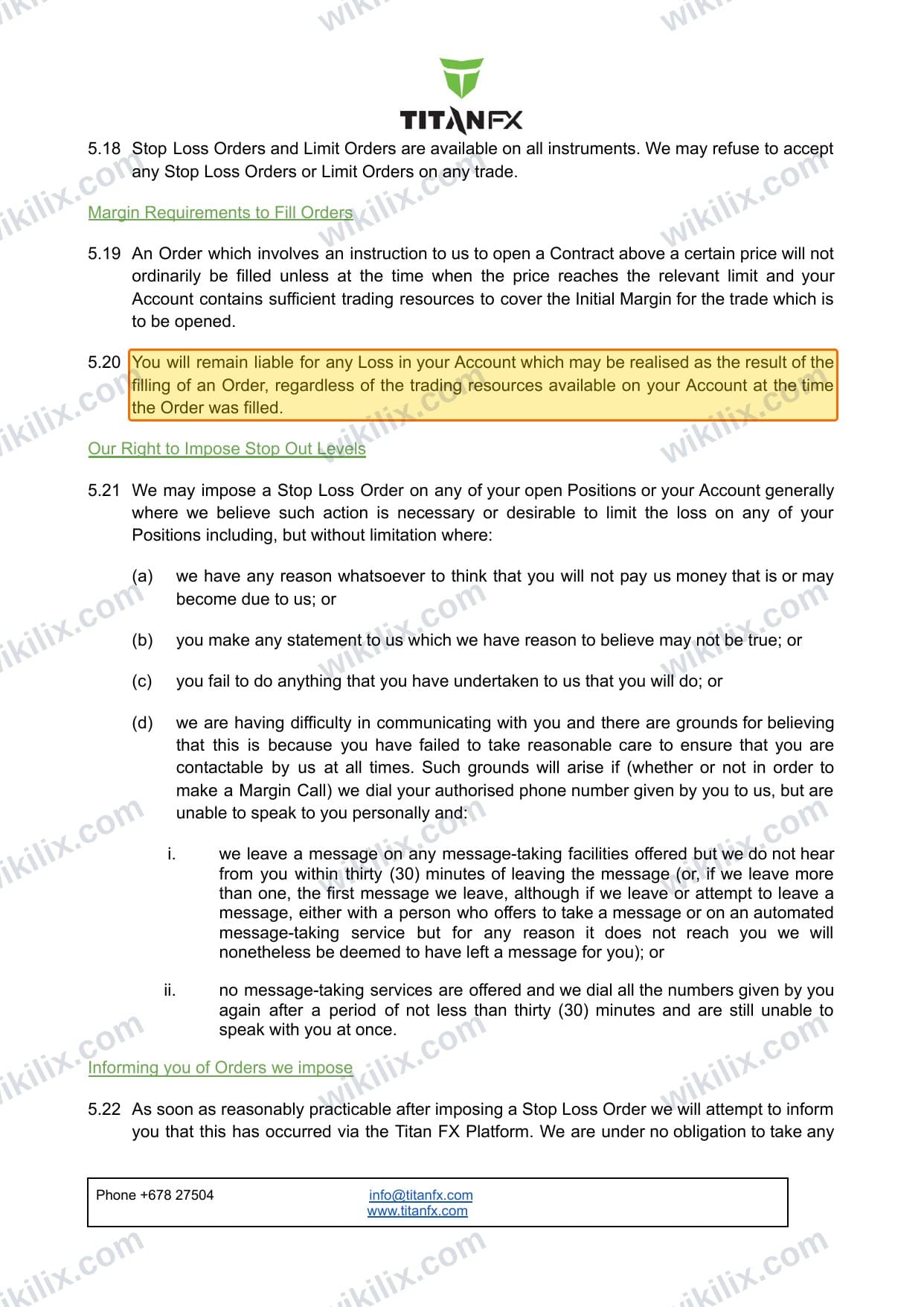 Our full page screenshot of the page this clause sits on, on Titan FX's site titanfx.com, taken on Sep 21, 2026. The quoted words are marked in the image.