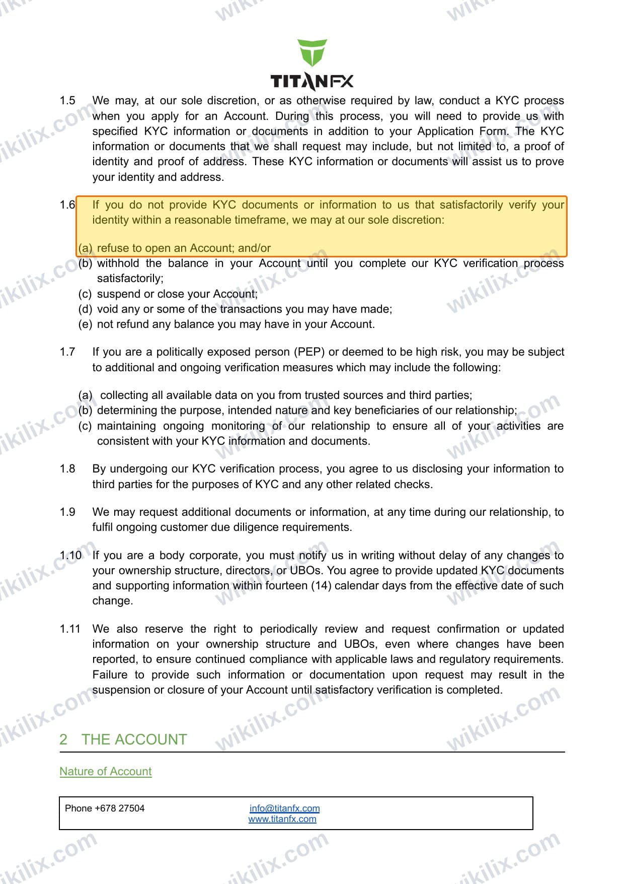 Our full page screenshot of the page this clause sits on, on Titan FX's site titanfx.com, taken on Sep 21, 2026. The quoted words are marked in the image.