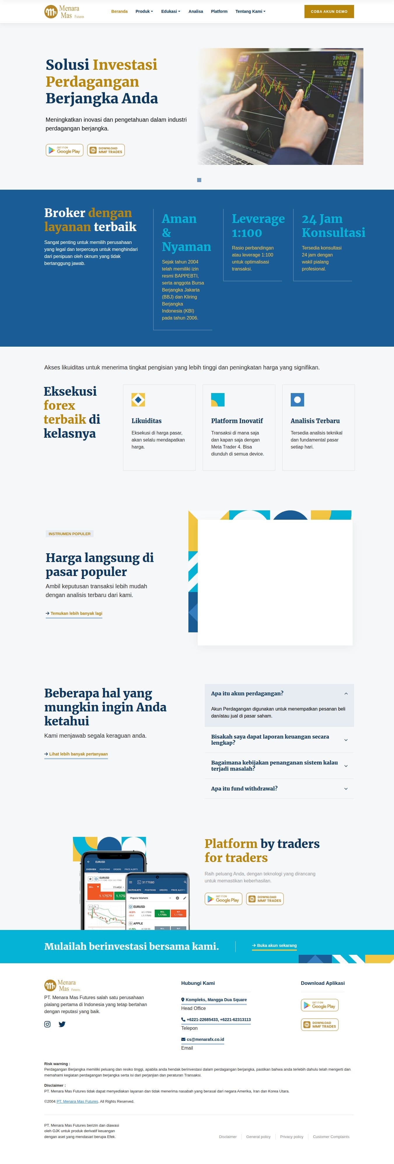 Homepage of menarafx.co.id as we captured it