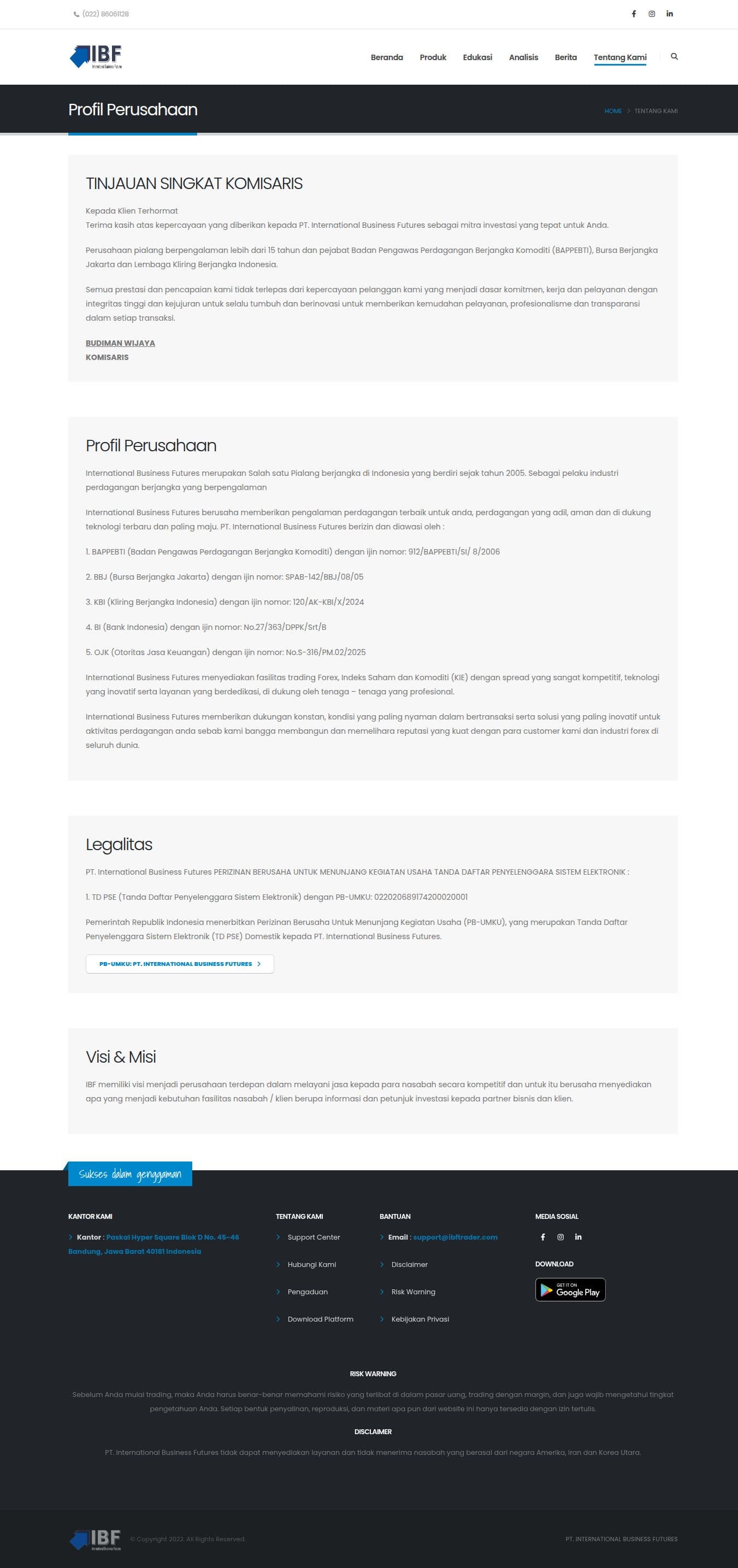 Homepage of ibftrader.com as we captured it