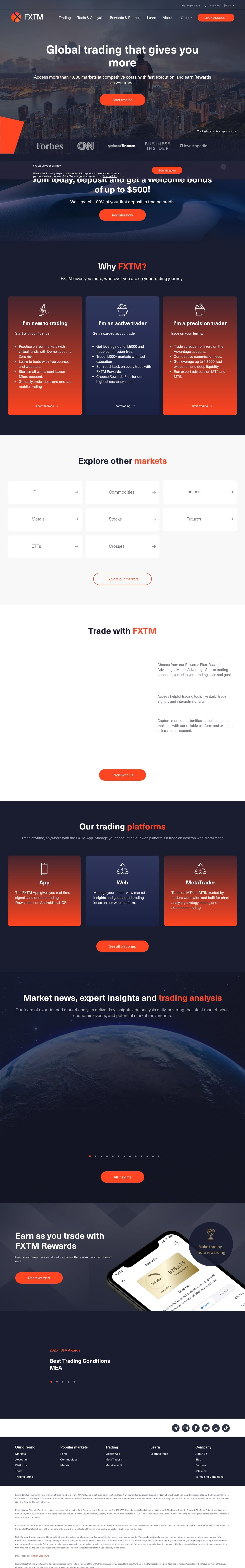 Homepage of forextime.com as we captured it
