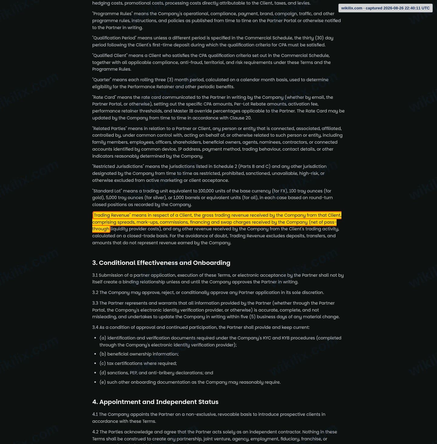 Our full page screenshot of the page this clause sits on, on NextTrade's site nexttrade.com, taken on Aug 26, 2026. The quoted words are marked in the image.