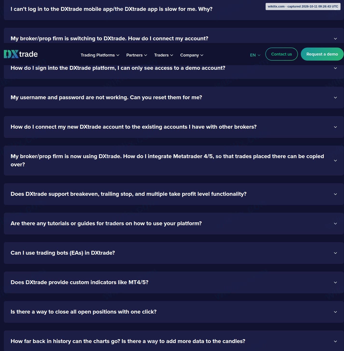Our full page screenshot of the page this quotation was taken from, on DXtrade's site dx.trade, taken on Oct 11, 2026. The quoted words are not marked in the image.