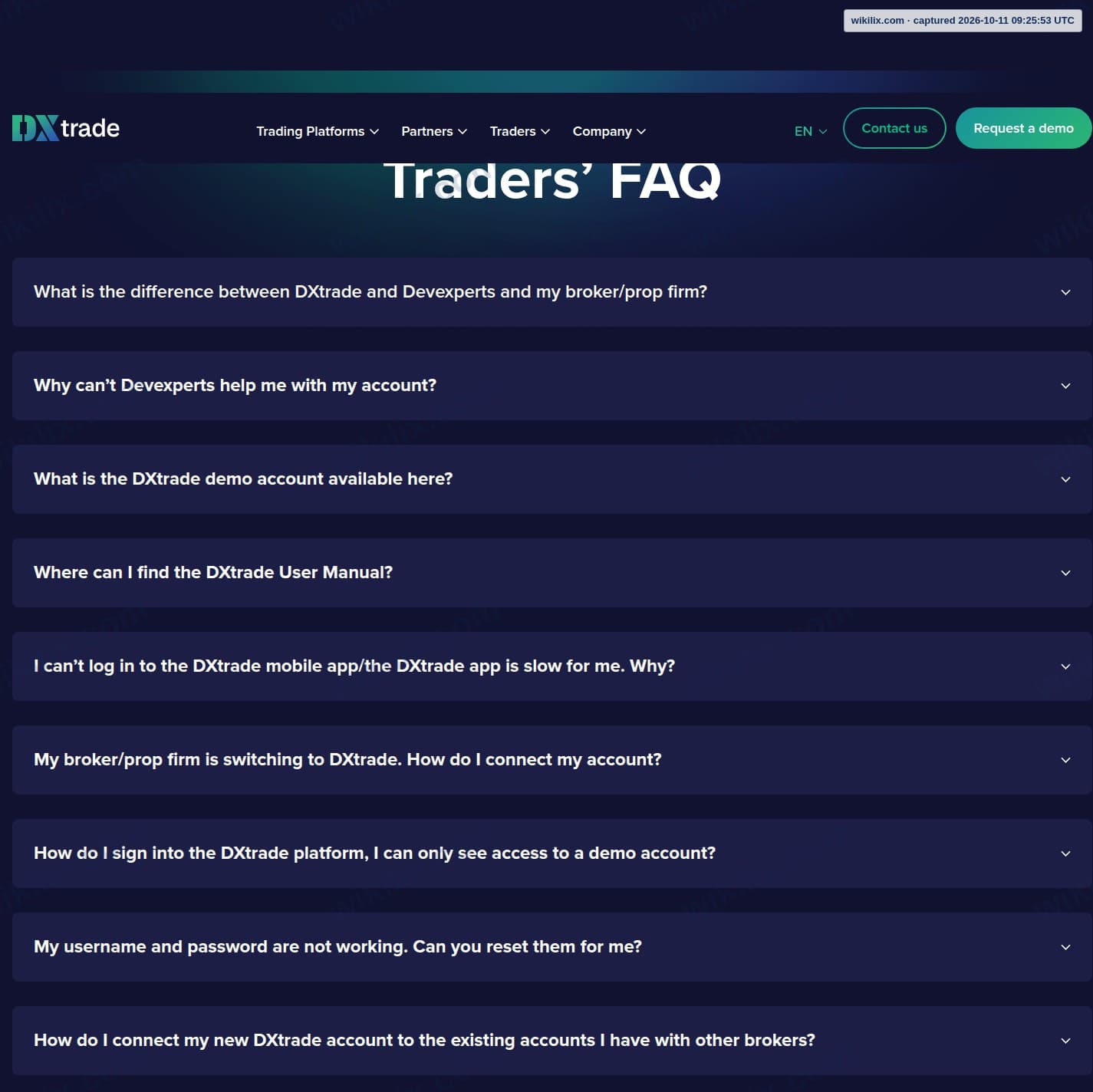 Our full page screenshot of the page this quotation was taken from, on DXtrade's site dx.trade, taken on Oct 11, 2026. The quoted words are not marked in the image.