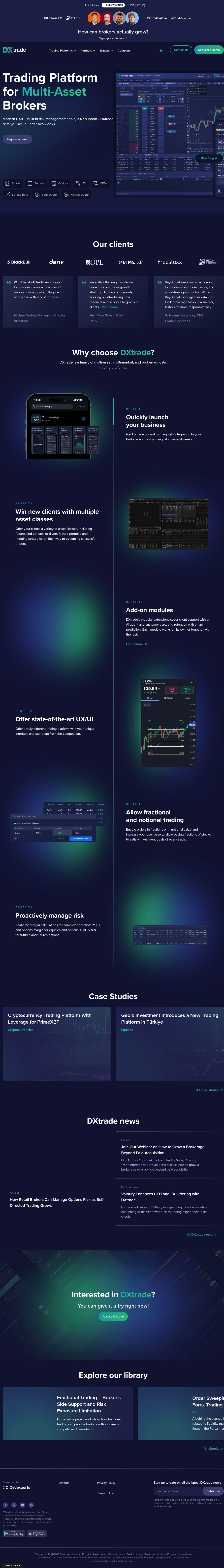 Homepage of dx.trade as we captured it