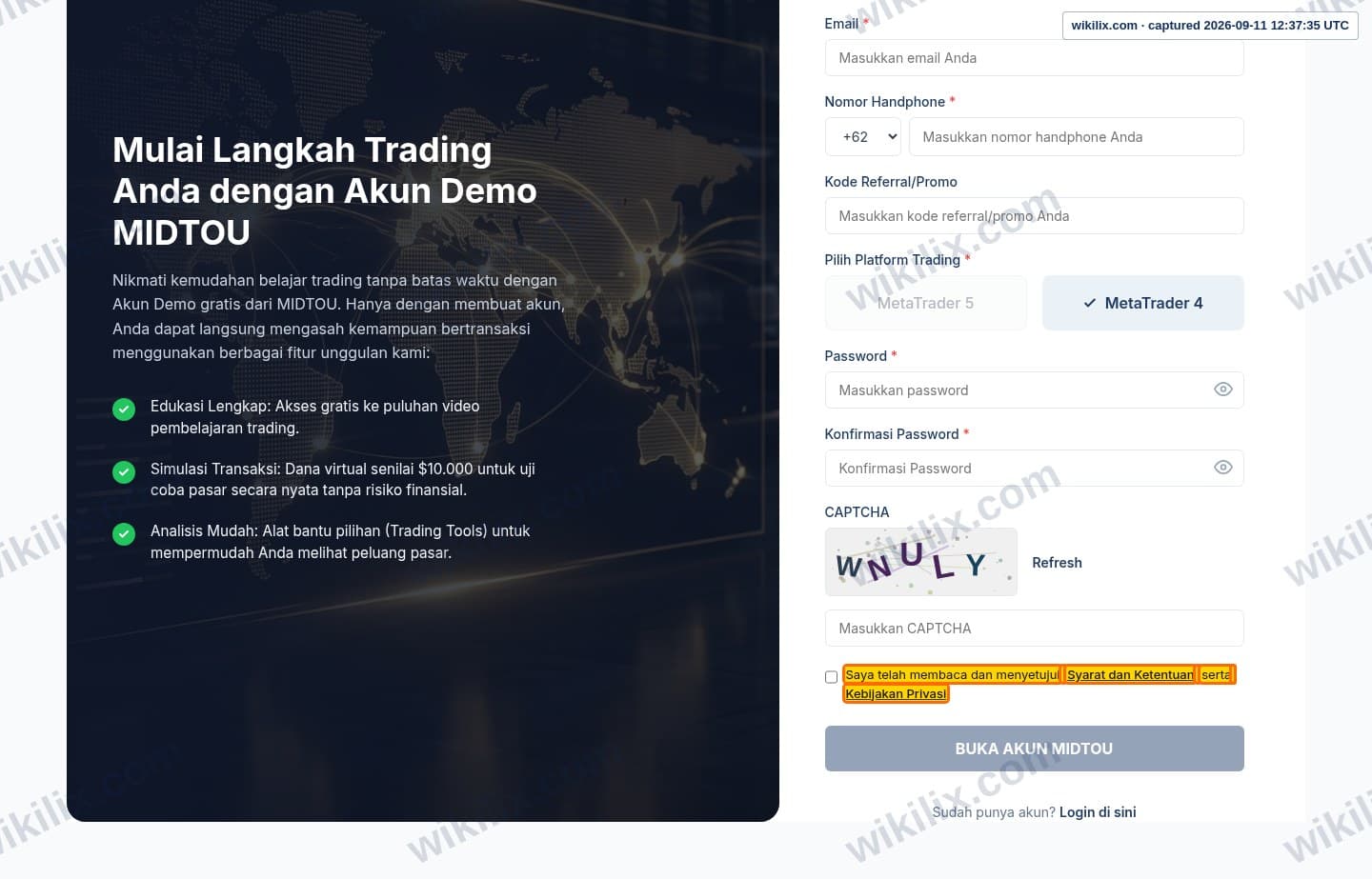 Our full page screenshot of the page this clause sits on, on MIDTOU's site client.midtou.com, taken on Sep 11, 2026. The quoted words are marked in the image.