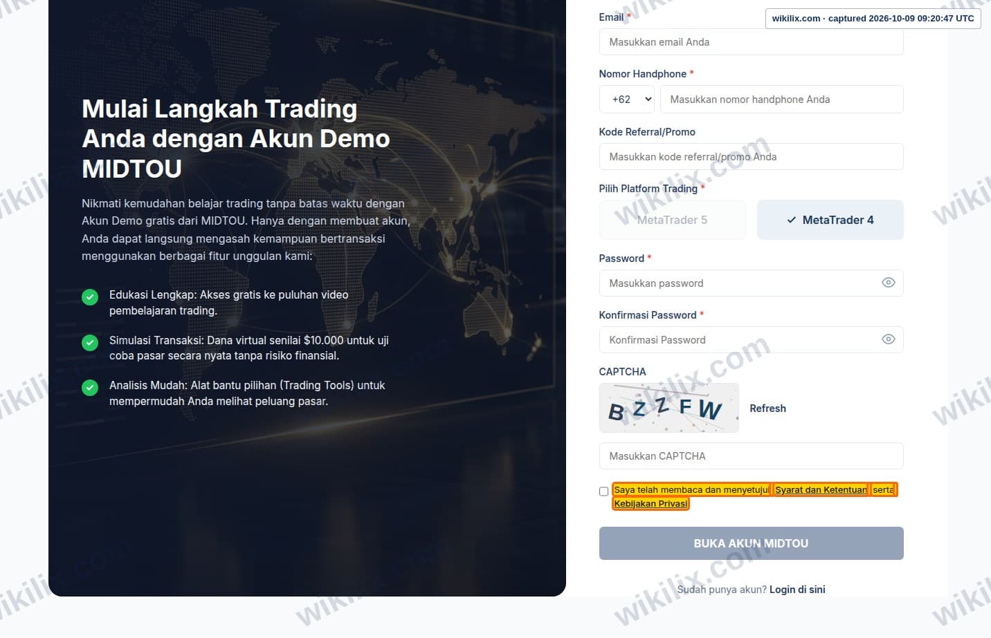 Our full page screenshot of the page this clause sits on, on MIDTOU's site client.midtou.com, taken on Oct 9, 2026. The quoted words are marked in the image.