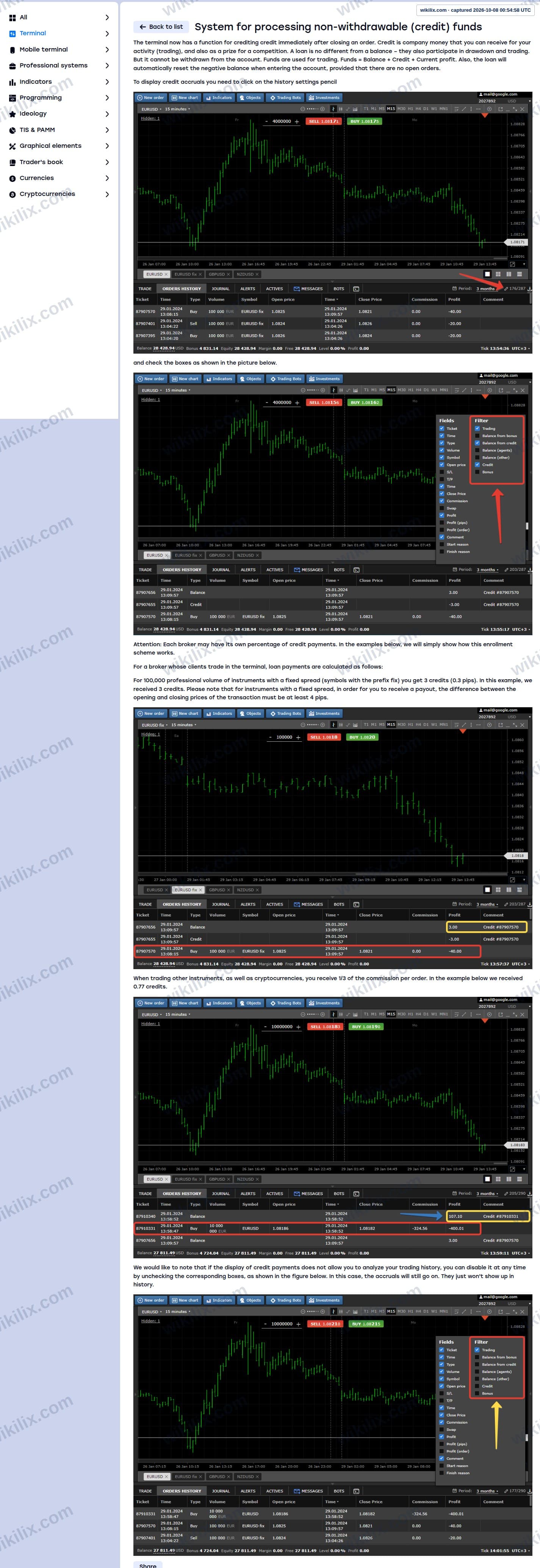 Our full page screenshot of the page this quotation was taken from, on Profiforex's site account.profiforex.com, taken on Oct 8, 2026. The quoted words are not marked in the image.