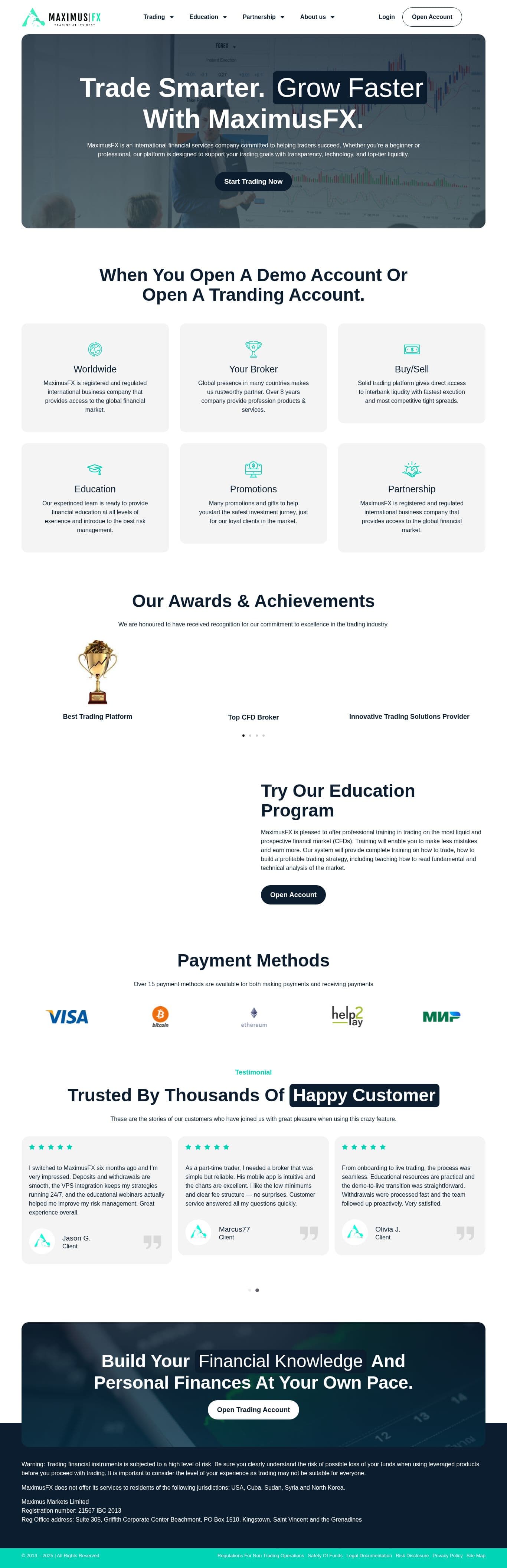 Homepage of maximusfx.com as we captured it