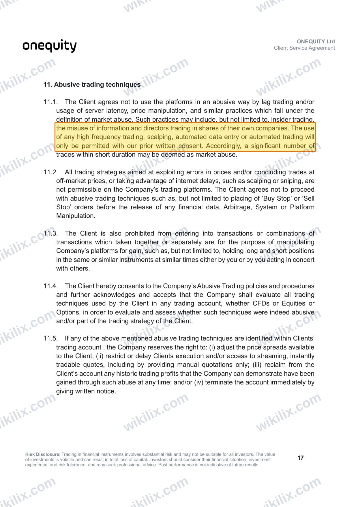 Our full page screenshot of the page this clause sits on, on onequity's site s3.sa-east-1.amazonaws.com, taken on Aug 26, 2026. The quoted words are marked in the image.