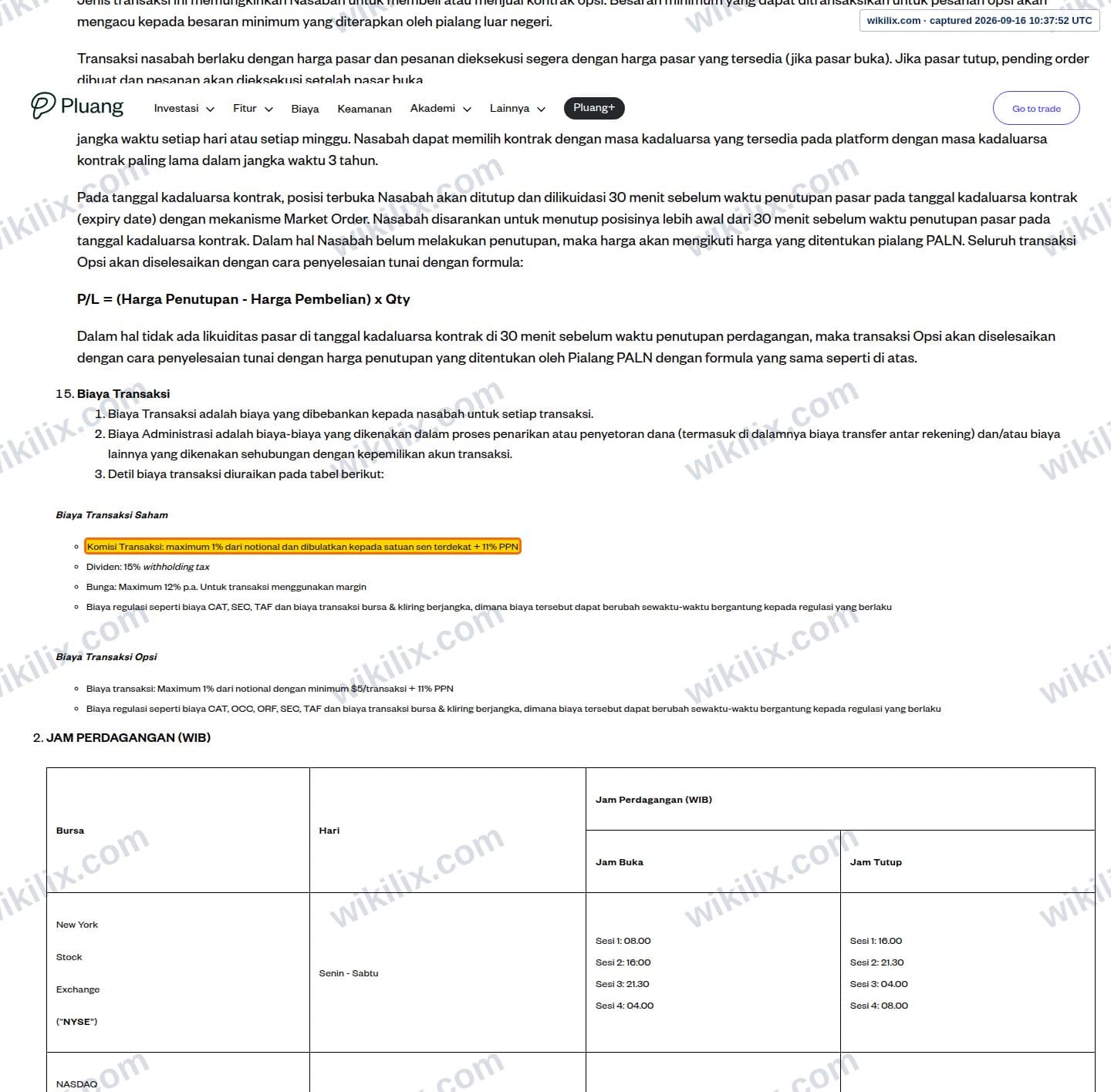 Our full page screenshot of the page this clause sits on, on Pluang's site pluang.com, taken on Sep 16, 2026. The quoted words are marked in the image.