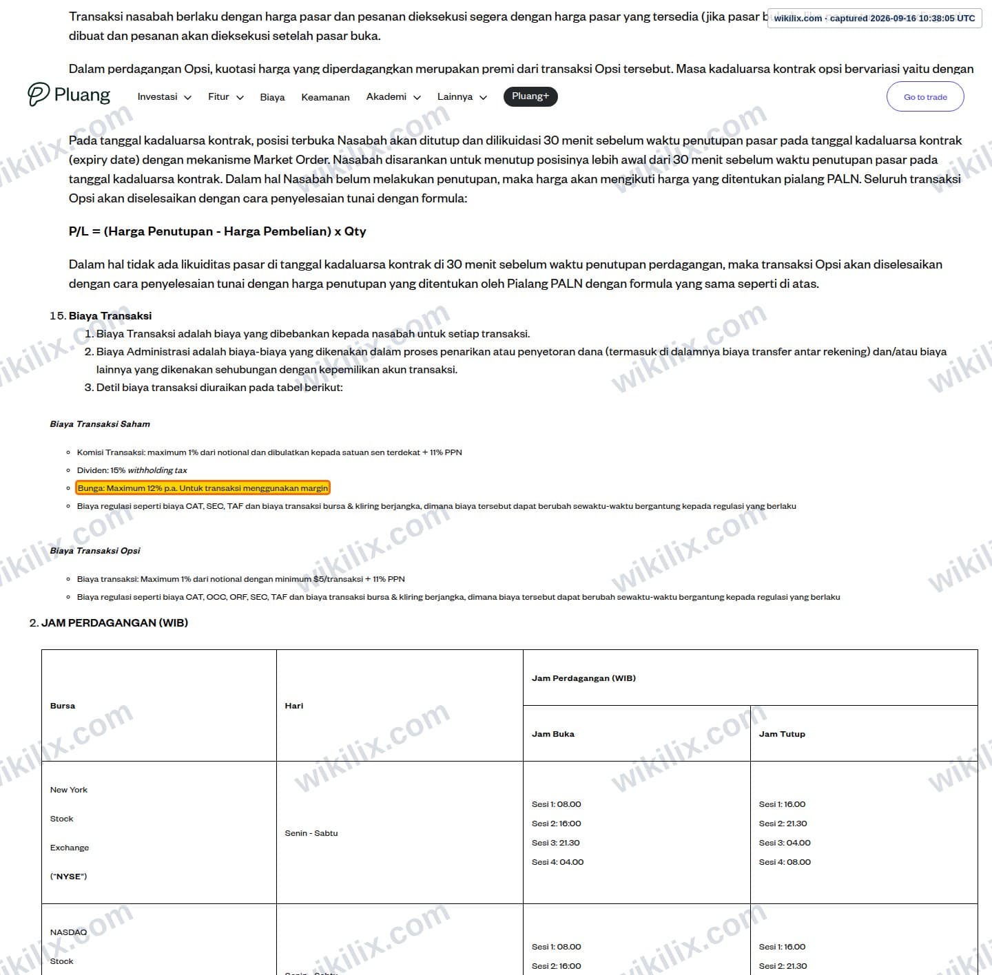 Our full page screenshot of the page this clause sits on, on Pluang's site pluang.com, taken on Sep 16, 2026. The quoted words are marked in the image.