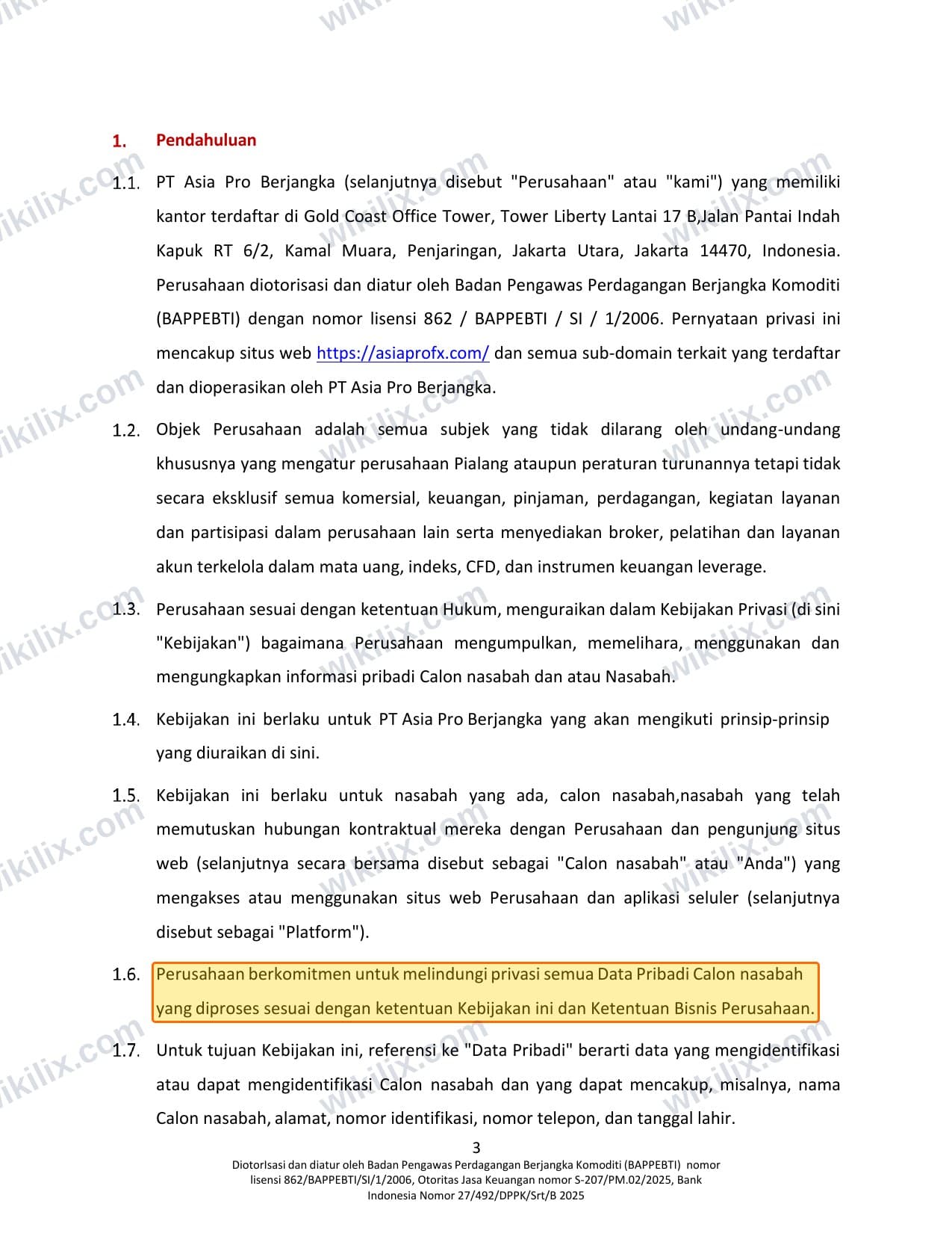 Our full page screenshot of the page this clause sits on, on Asiapro's site cabinet.asiaprofx.com, taken on Sep 25, 2026. The quoted words are marked in the image.