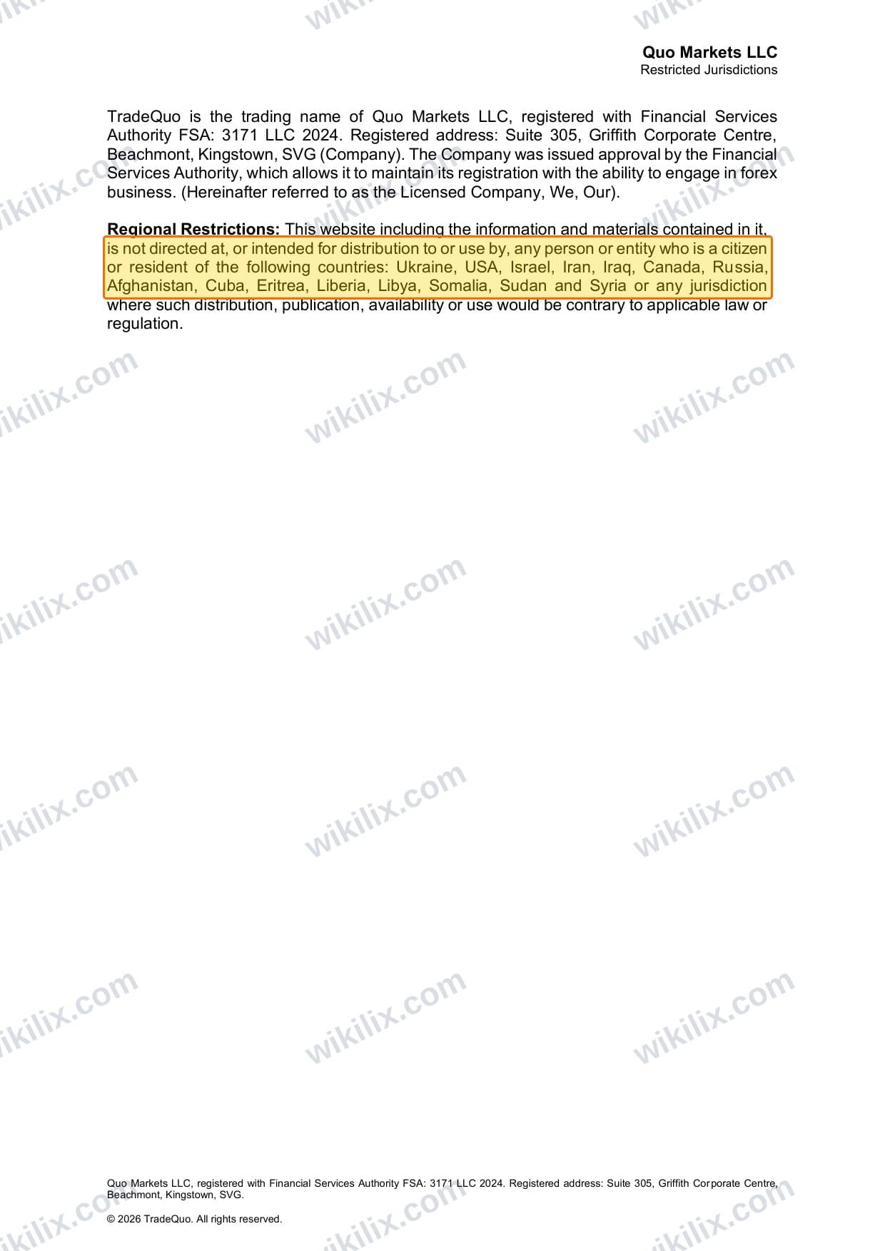 Our full page screenshot of the page this clause sits on, on TRADEQUO's site framerusercontent.com, taken on Aug 30, 2026. The quoted words are marked in the image.