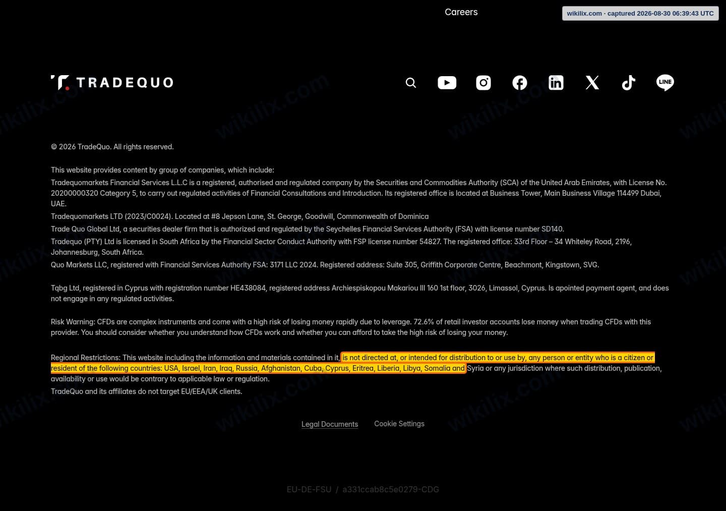 Our full page screenshot of the page that makes this promise, on TRADEQUO's site tradequo.com, taken on Aug 30, 2026. The quoted words are marked in the image.