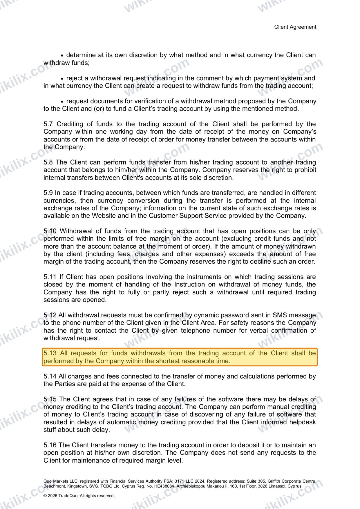 Our full page screenshot of the page this clause sits on, on TRADEQUO's site framerusercontent.com, taken on Aug 30, 2026. The quoted words are marked in the image.