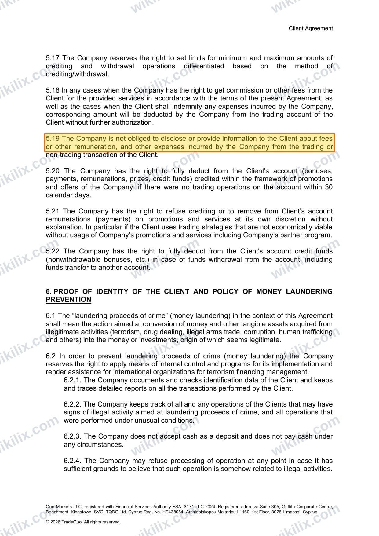 Our full page screenshot of the page this clause sits on, on TRADEQUO's site framerusercontent.com, taken on Aug 30, 2026. The quoted words are marked in the image.