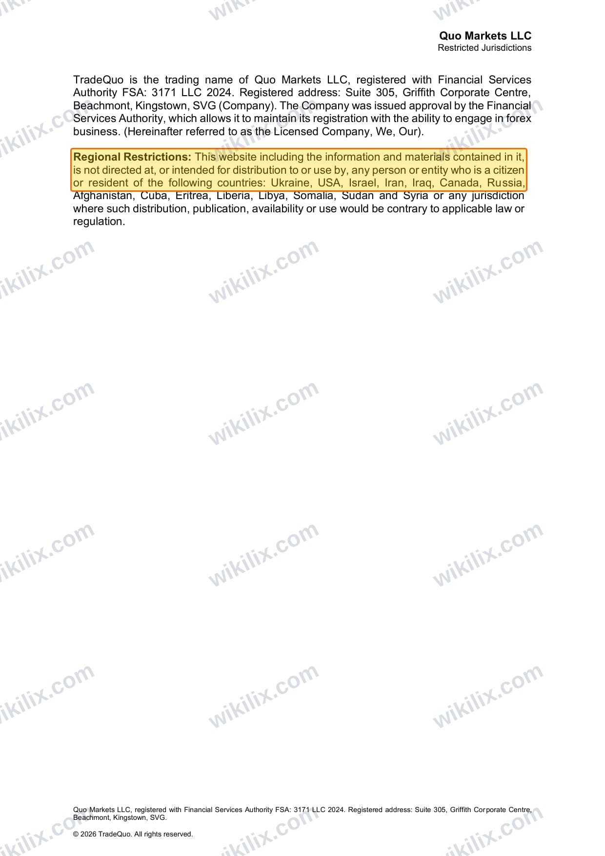 Our full page screenshot of the page this clause sits on, on TRADEQUO's site framerusercontent.com, taken on Aug 30, 2026. The quoted words are marked in the image.