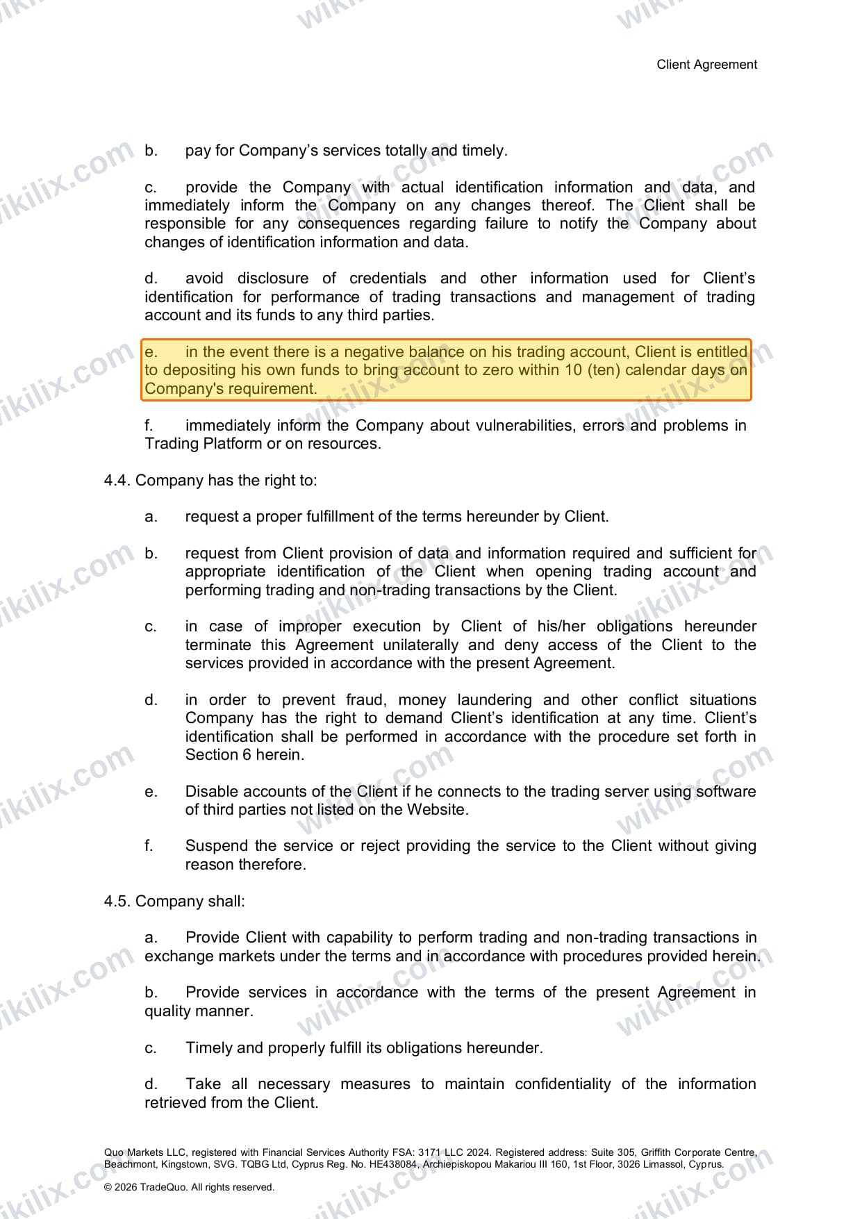 Our full page screenshot of the page this clause sits on, on TRADEQUO's site framerusercontent.com, taken on Aug 30, 2026. The quoted words are marked in the image.