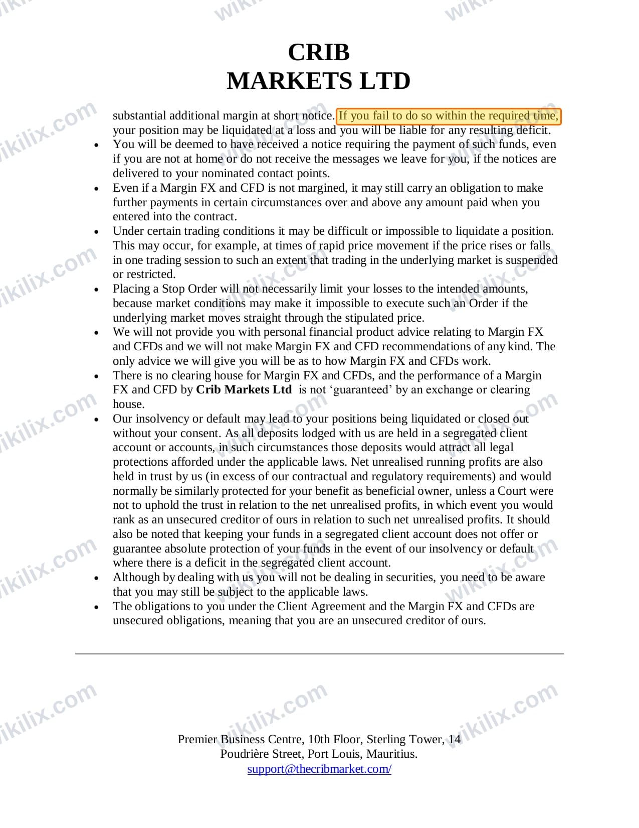 Our full page screenshot of the page this clause sits on, on Crib Markets's site secure.thecribmarket.com, taken on Sep 18, 2026. The quoted words are marked in the image.