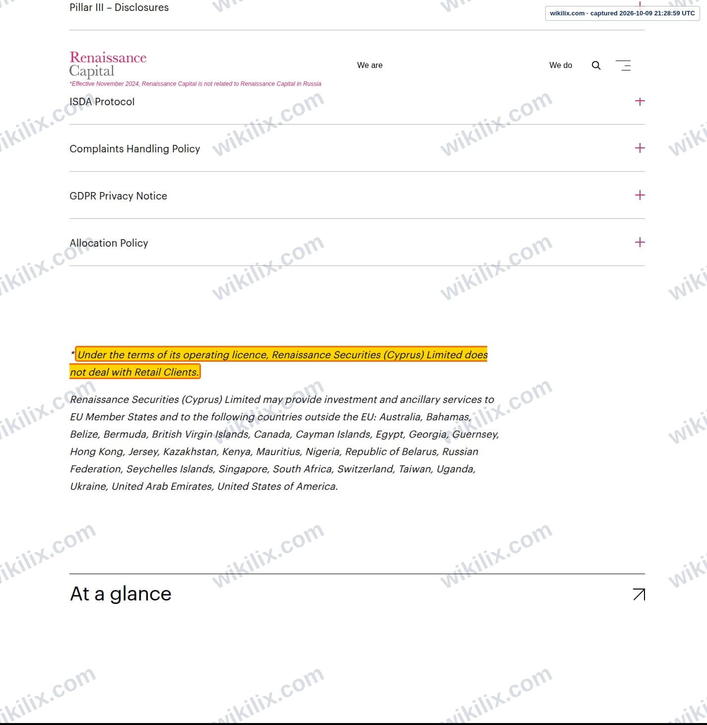 Our full page screenshot of the page this clause sits on, on Renaissance Capital's site rencap.com, taken on Oct 9, 2026. The quoted words are marked in the image.
