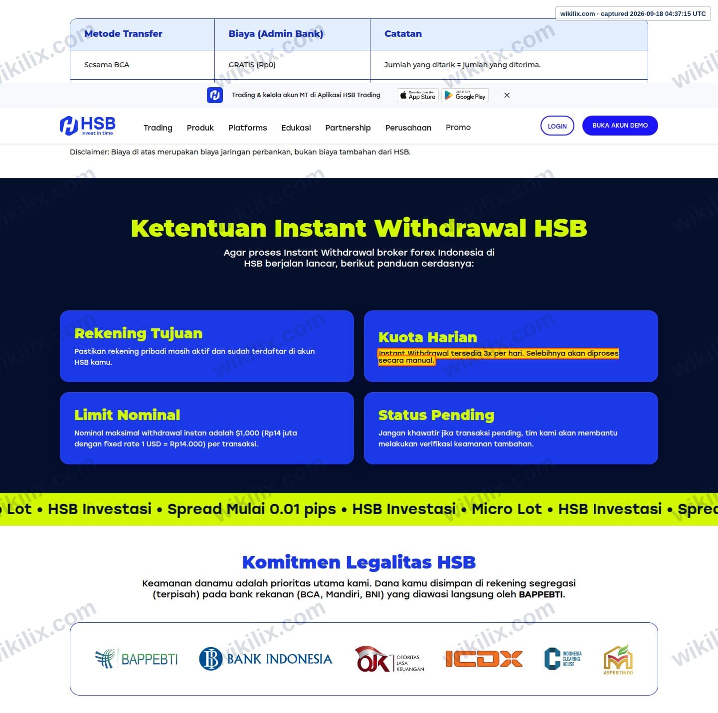 Our full page screenshot of the page this clause sits on, on HSB's site hsb.co.id, taken on Sep 18, 2026. The quoted words are marked in the image.