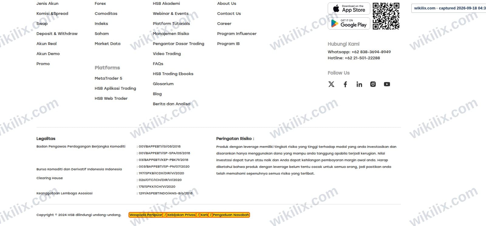 Our full page screenshot of the page that makes this promise, on HSB's site hsb.co.id, taken on Sep 18, 2026. The quoted words are marked in the image.