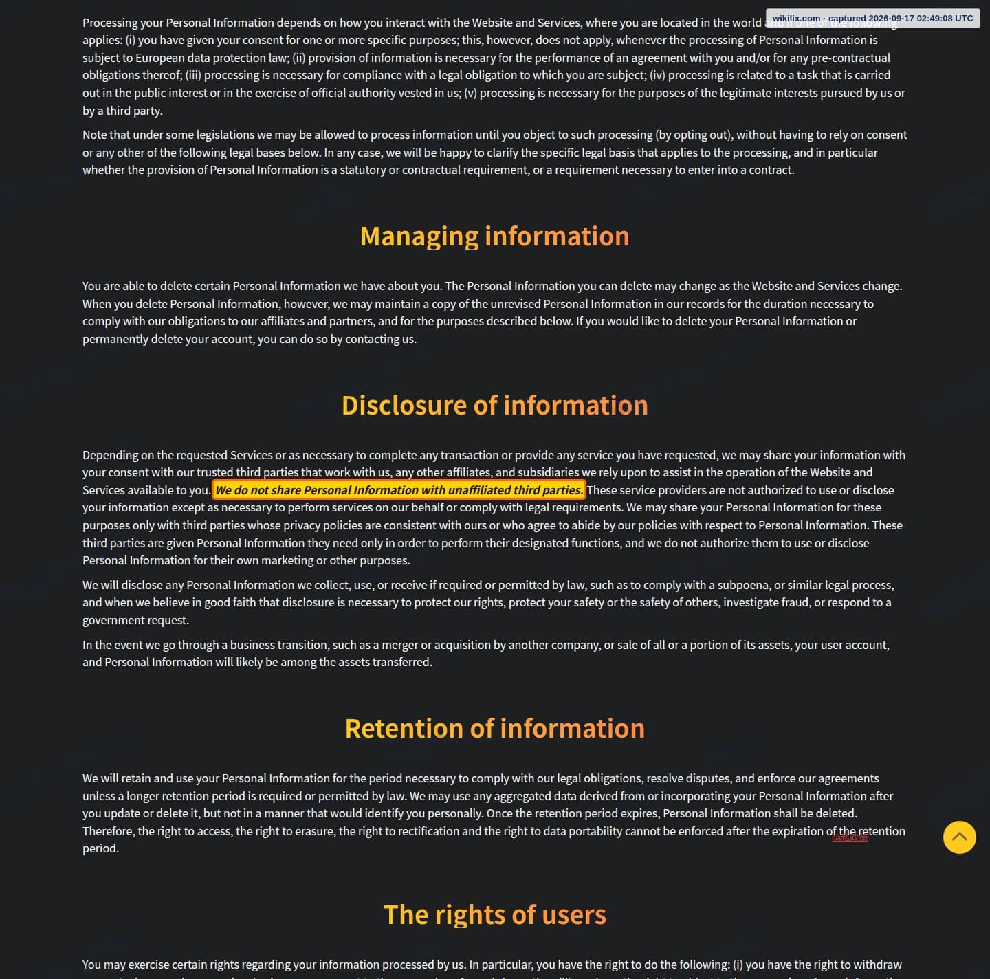 Our full page screenshot of the page that makes this promise, on IS6FX's site is6.com, taken on Sep 17, 2026. The quoted words are marked in the image.