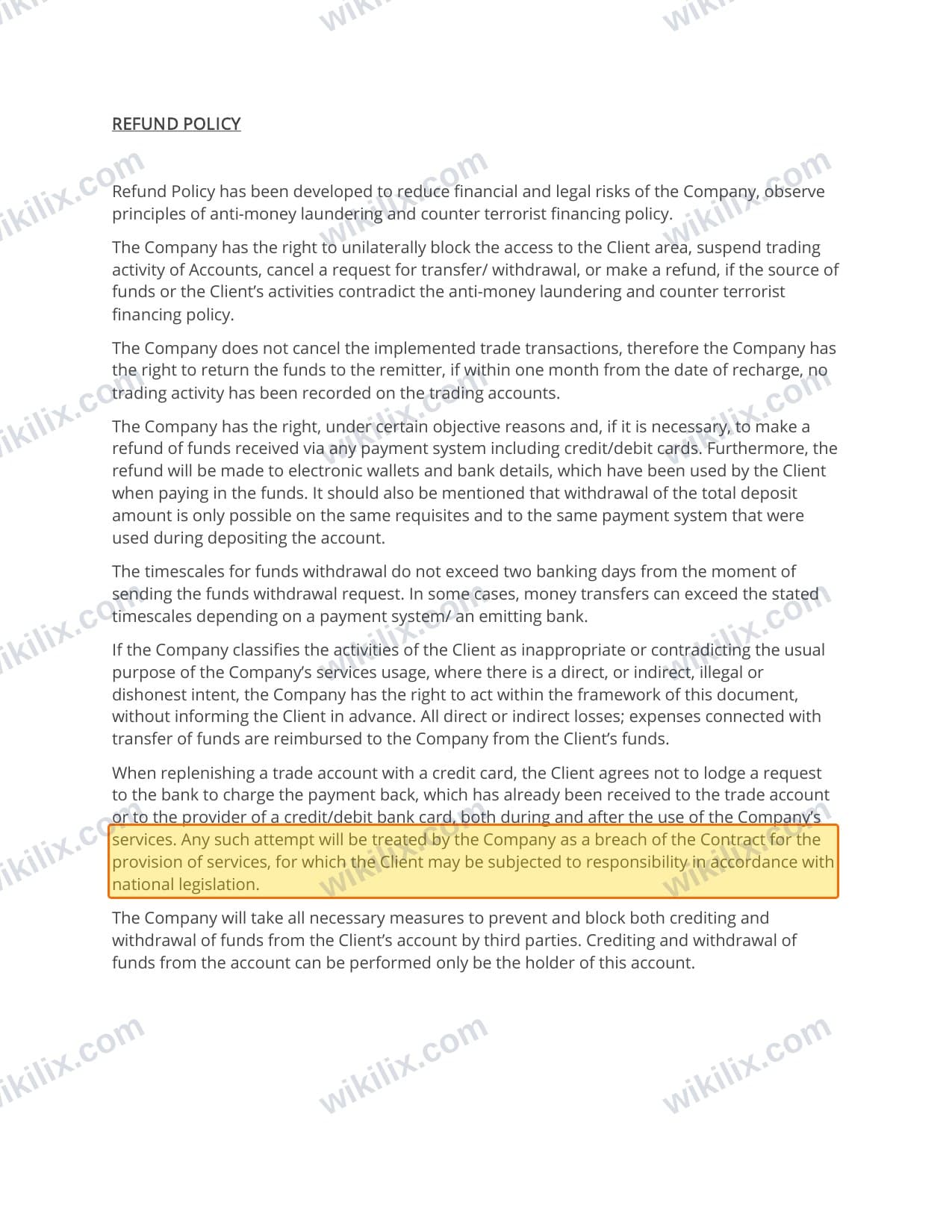 Our full page screenshot of the page this clause sits on, on RRR Capital's site rrrcapital.com, taken on Sep 15, 2026. The quoted words are marked in the image.