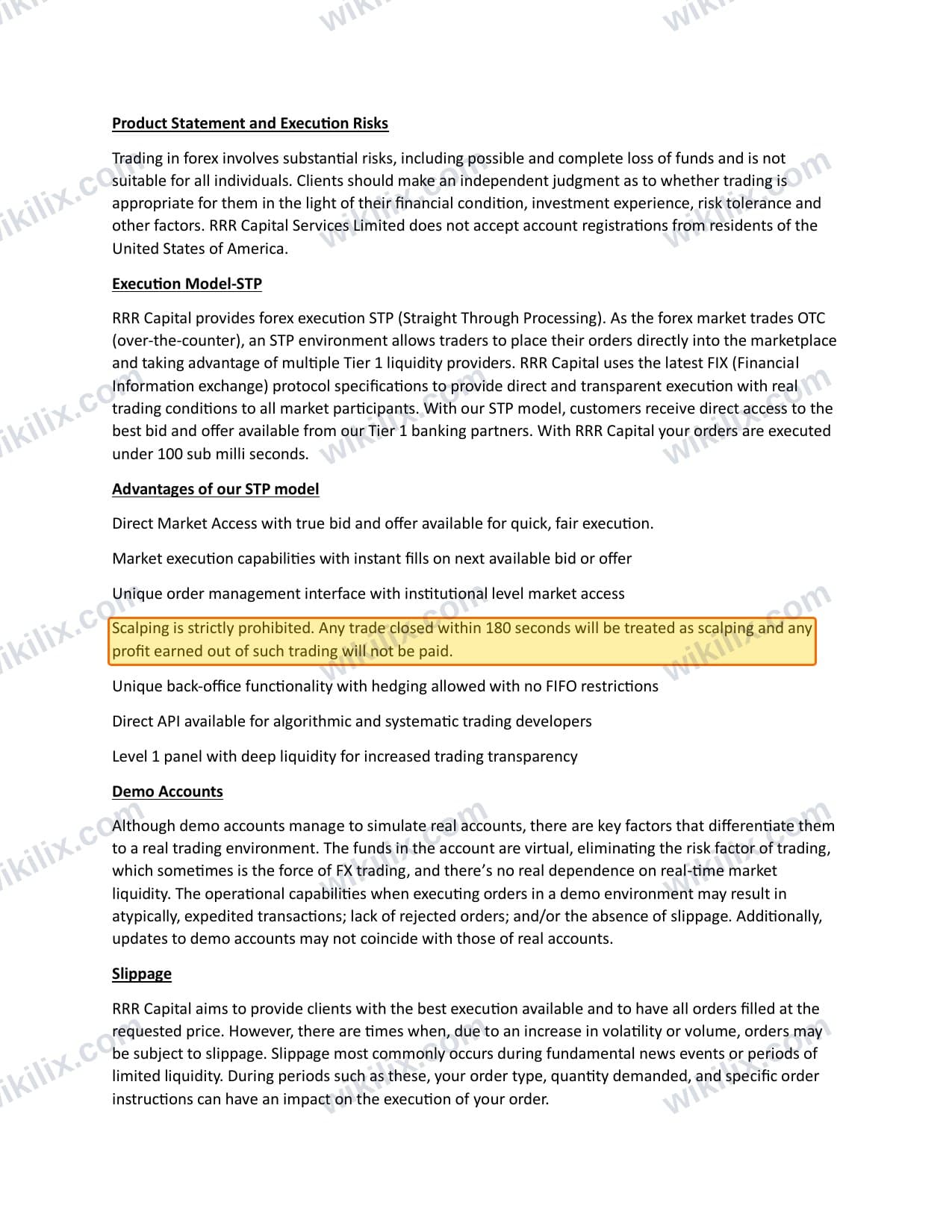 Our full page screenshot of the page this clause sits on, on RRR Capital's site rrrcapital.com, taken on Sep 15, 2026. The quoted words are marked in the image.