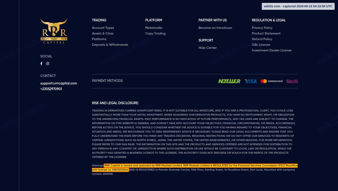 Our full page screenshot of the page that makes this promise, on RRR Capital's site rrrcapital.com, taken on Sep 15, 2026. The quoted words are marked in the image.