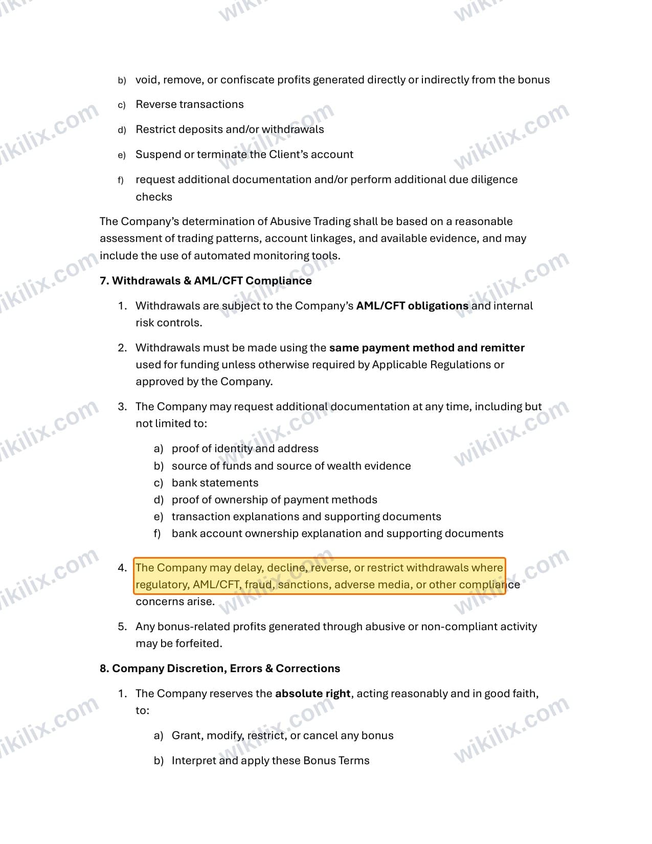 Our full page screenshot of the page this clause sits on, on BULL WAVES's site cdn.prod.website-files.com, taken on Sep 15, 2026. The quoted words are marked in the image.