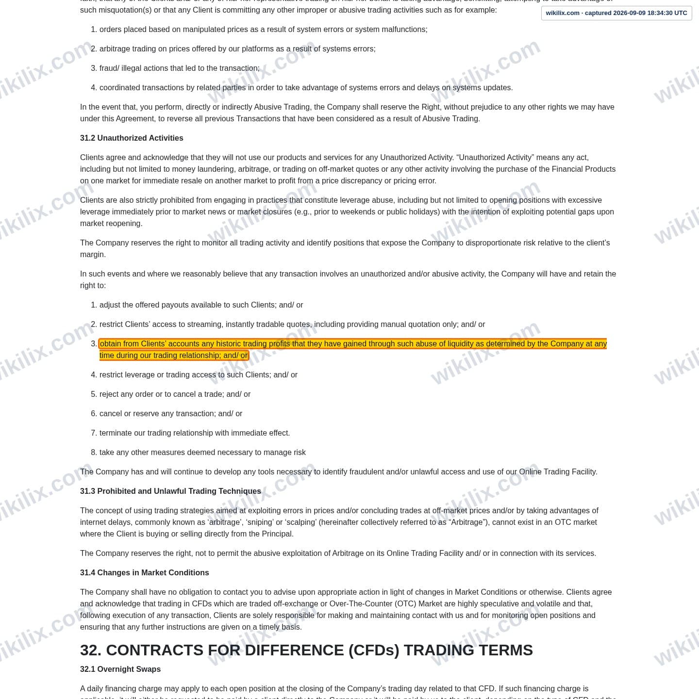 Our full page screenshot of the page this clause sits on, on Errante's site errante.com, taken on Sep 9, 2026. The quoted words are marked in the image.