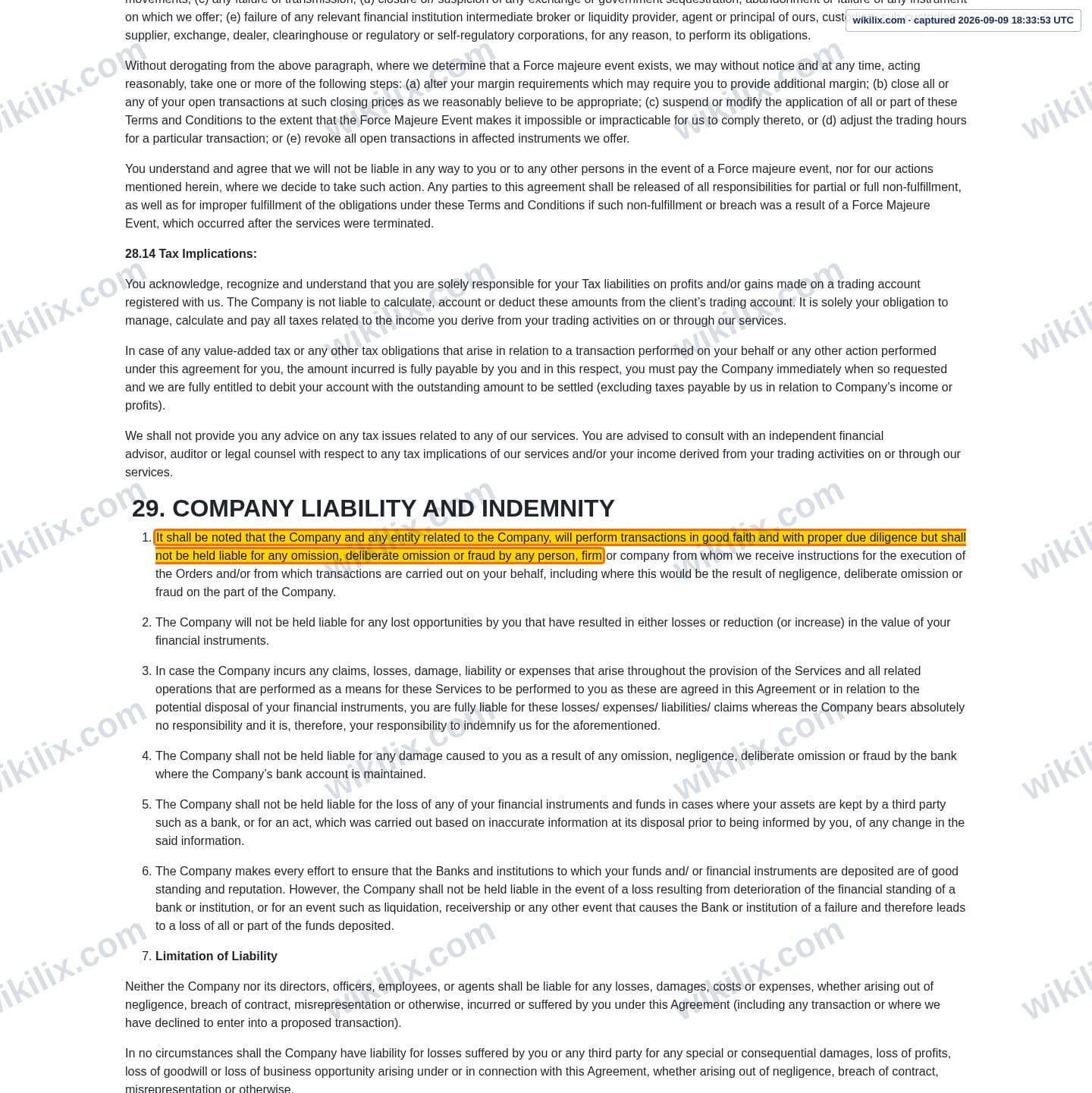 Our full page screenshot of the page this clause sits on, on Errante's site errante.com, taken on Sep 9, 2026. The quoted words are marked in the image.