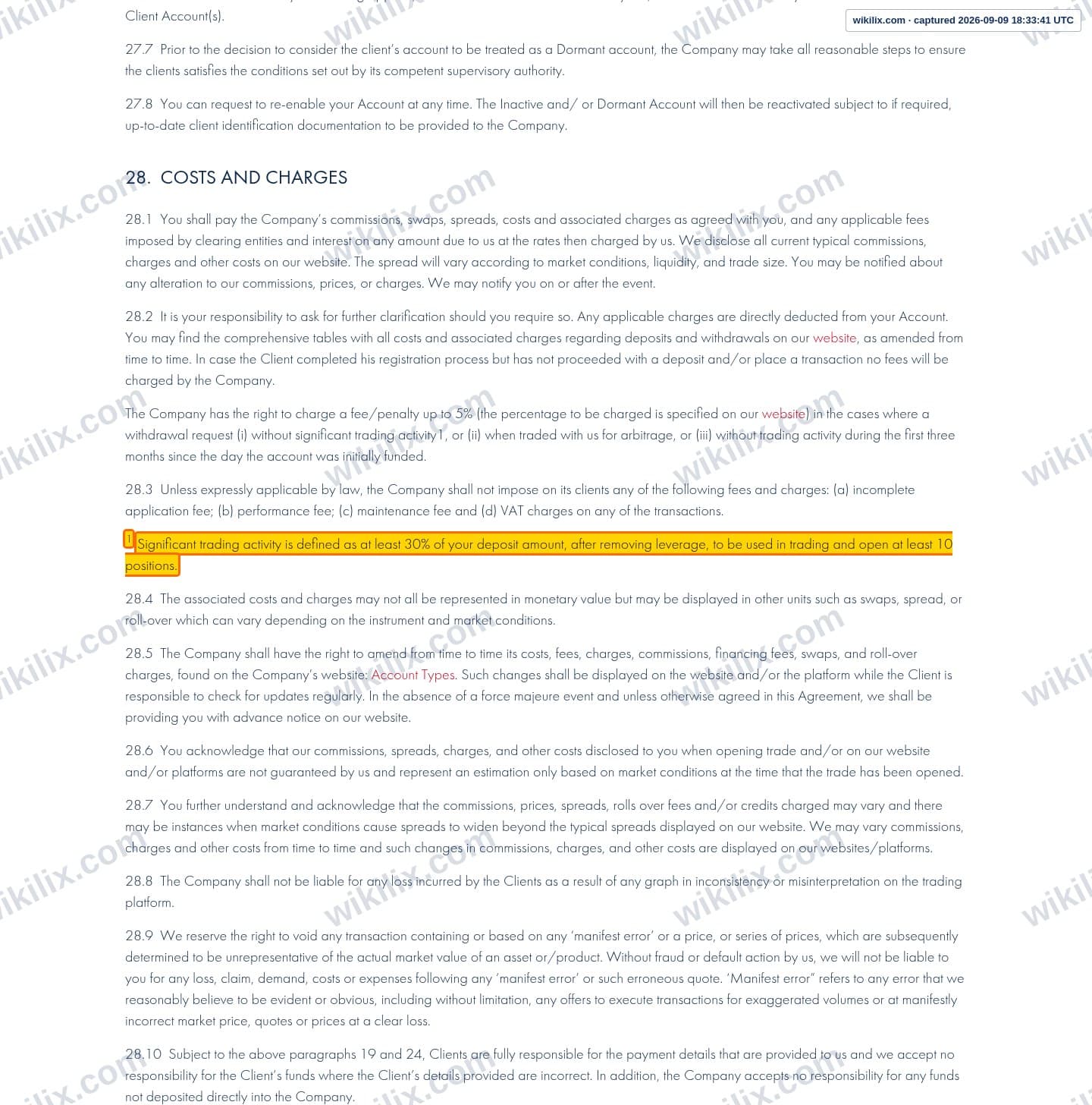 Our full page screenshot of the page this clause sits on, on Errante's site errante.eu, taken on Sep 9, 2026. The quoted words are marked in the image.