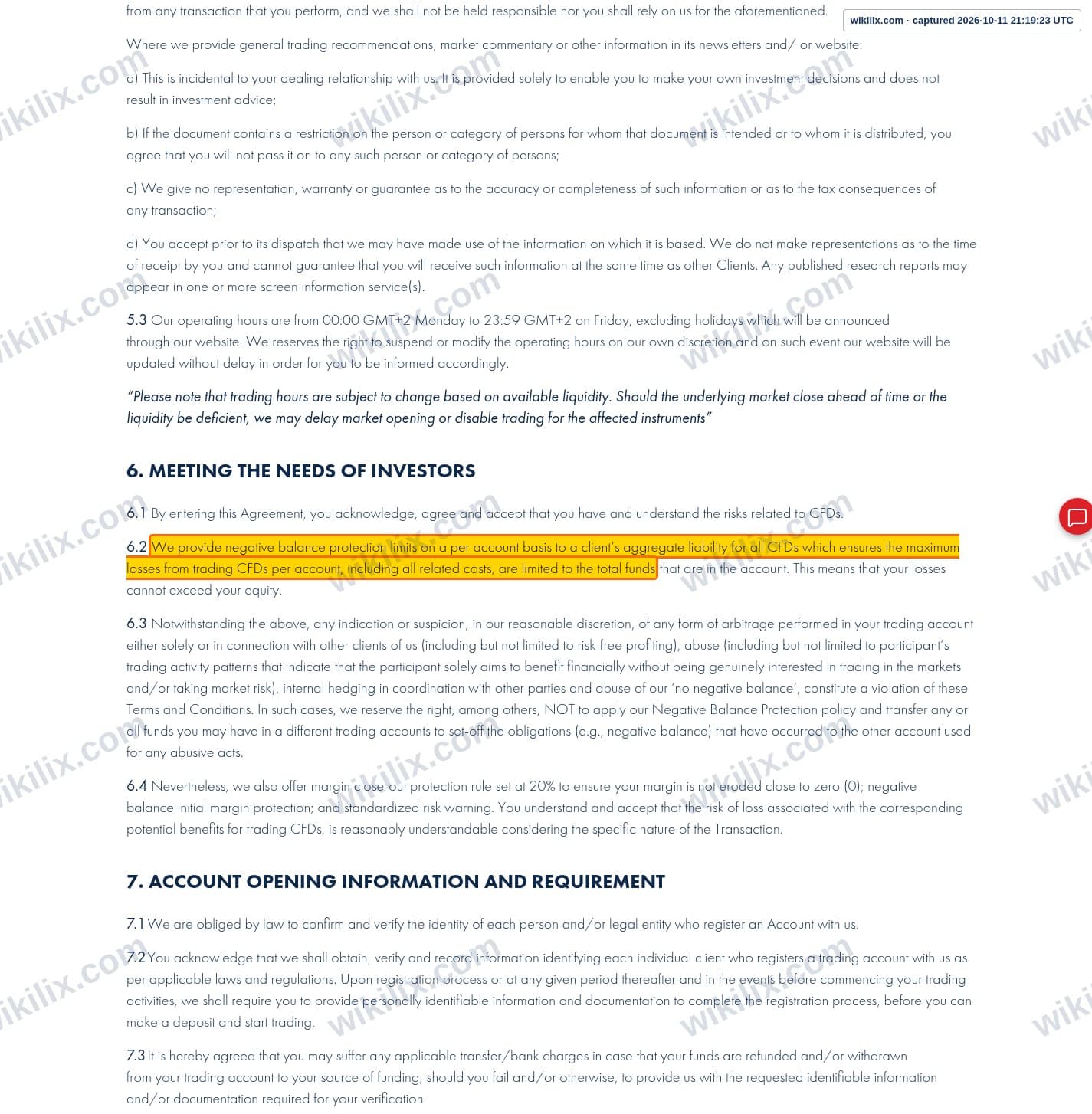 Our full page screenshot of the page this clause sits on, on Errante's site errante.co, taken on Oct 11, 2026. The quoted words are marked in the image.