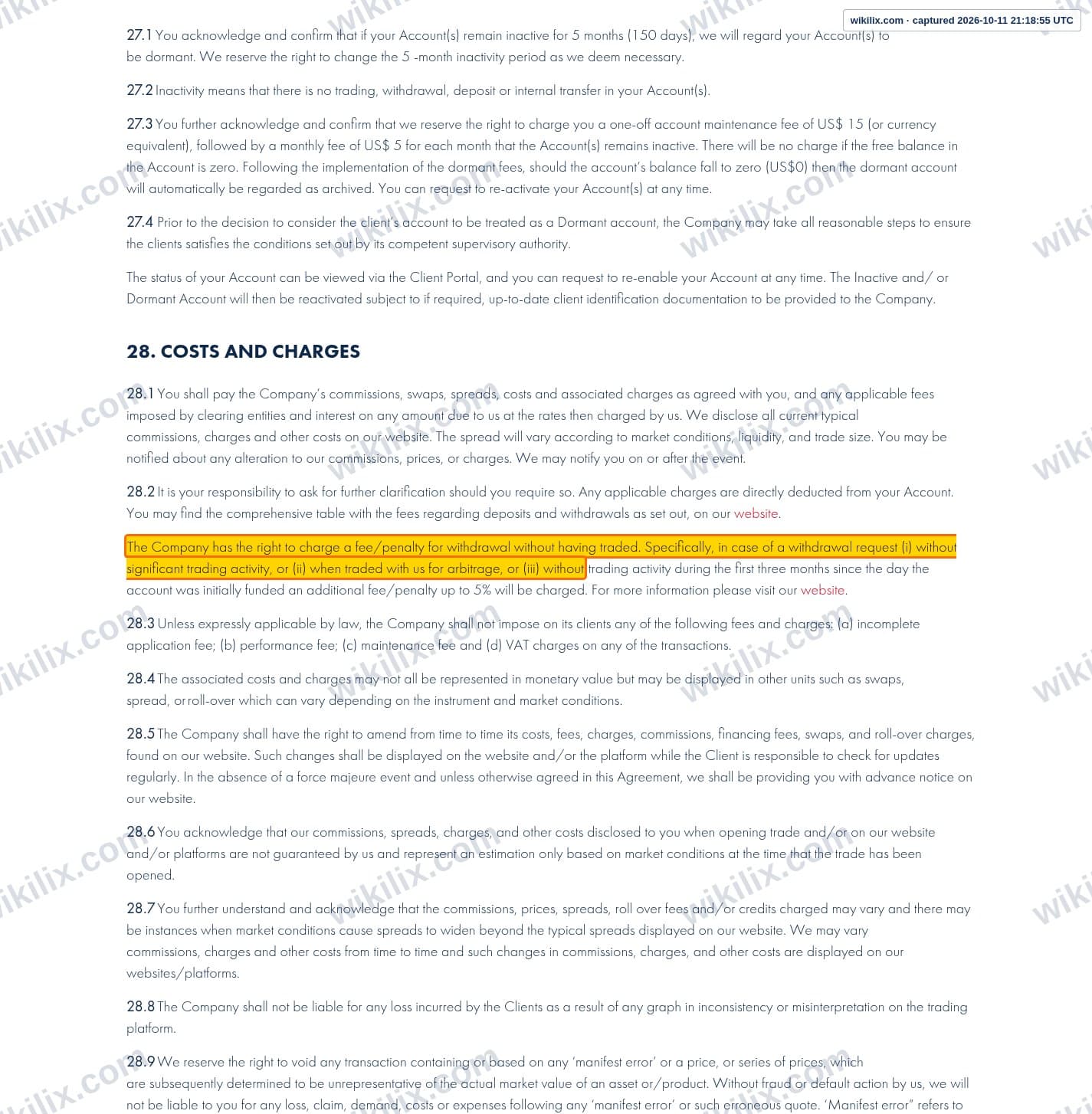 Our full page screenshot of the page this clause sits on, on Errante's site errante.co, taken on Oct 11, 2026. The quoted words are marked in the image.