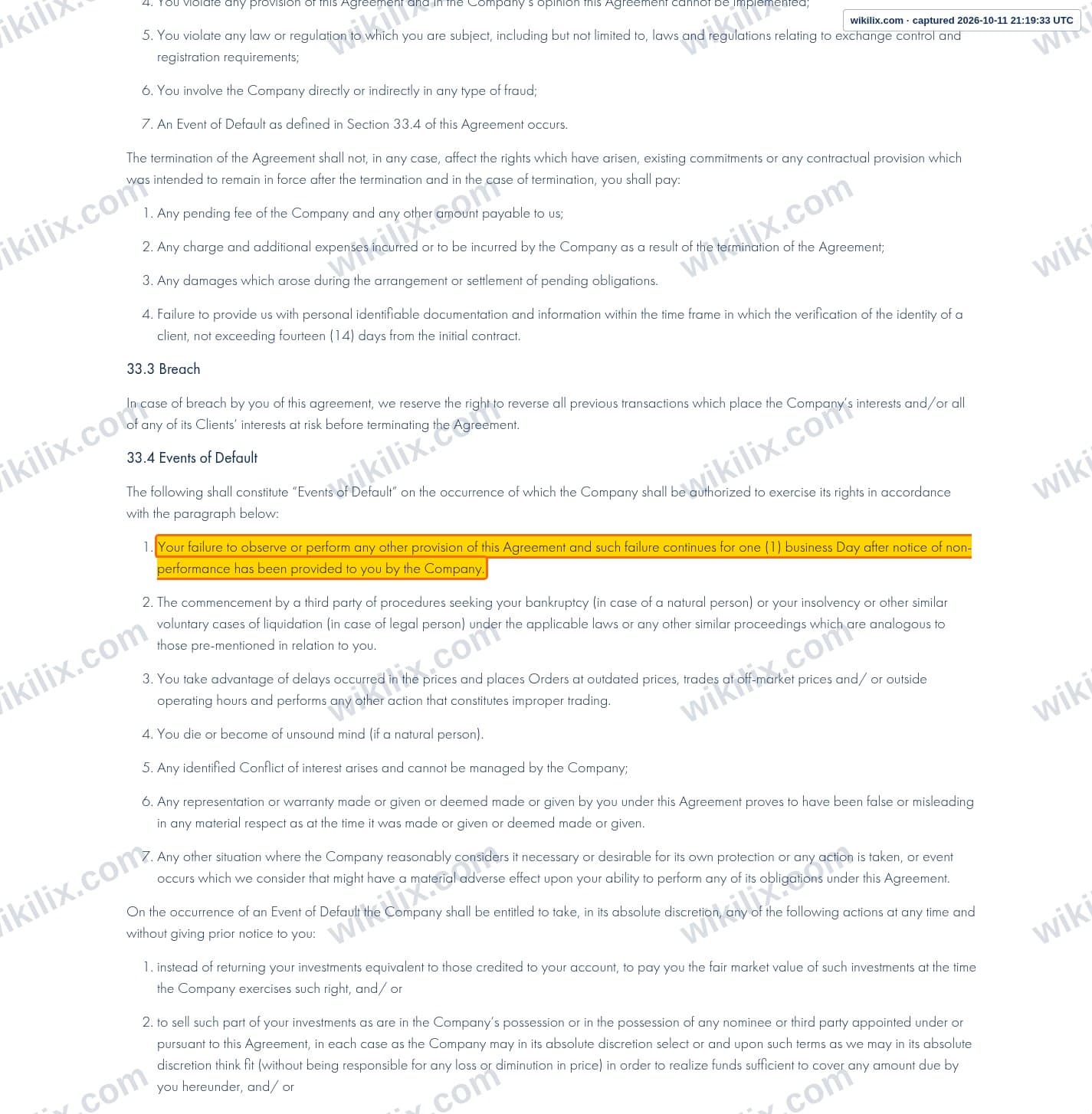 Our full page screenshot of the page this clause sits on, on Errante's site errante.co, taken on Oct 11, 2026. The quoted words are marked in the image.