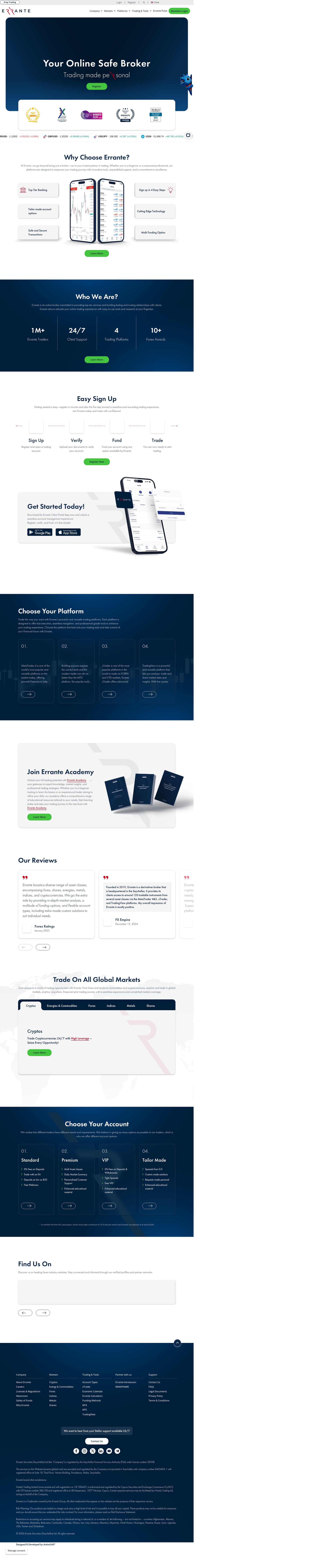 Homepage of errante.com as we captured it