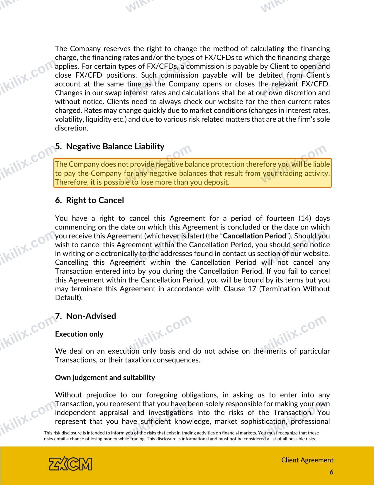 Our full page screenshot of the page this clause sits on, on ZXCM's site zxcm.com, taken on Sep 12, 2026. The quoted words are marked in the image.