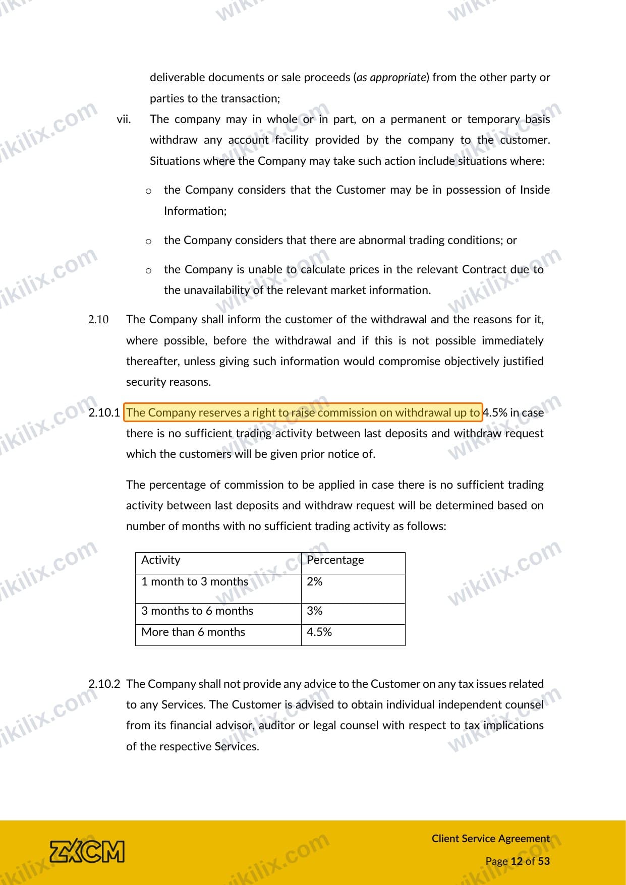 Our full page screenshot of the page this clause sits on, on ZXCM's site zxcm.com, taken on Sep 12, 2026. The quoted words are marked in the image.