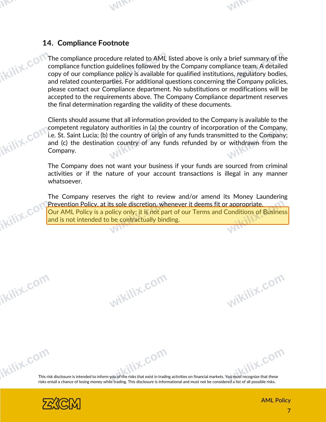 Our full page screenshot of the page this clause sits on, on ZXCM's site zxcm.com, taken on Sep 12, 2026. The quoted words are marked in the image.
