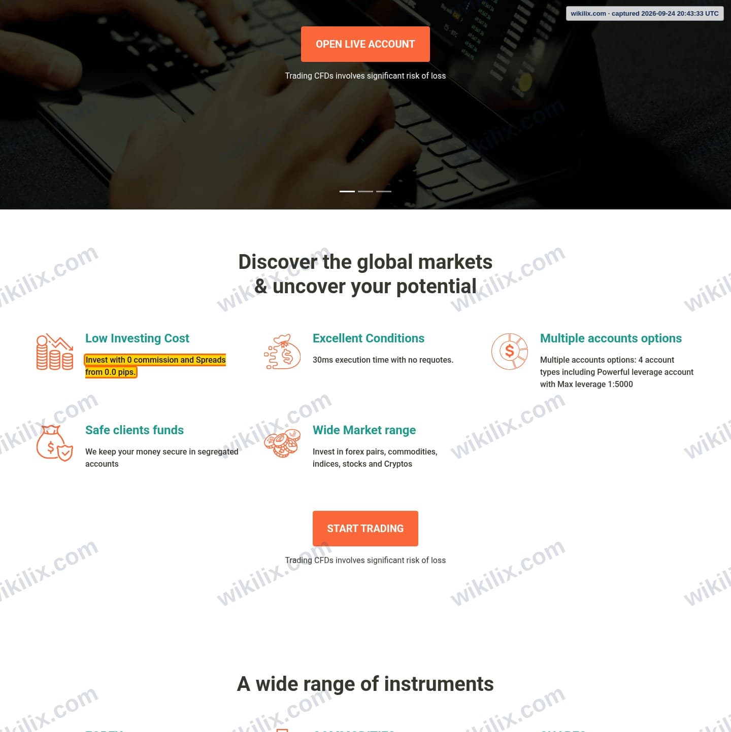 Our full page screenshot of the page that makes this promise, on Exelium's site exeliumglobal.com, taken on Sep 24, 2026. The quoted words are marked in the image.