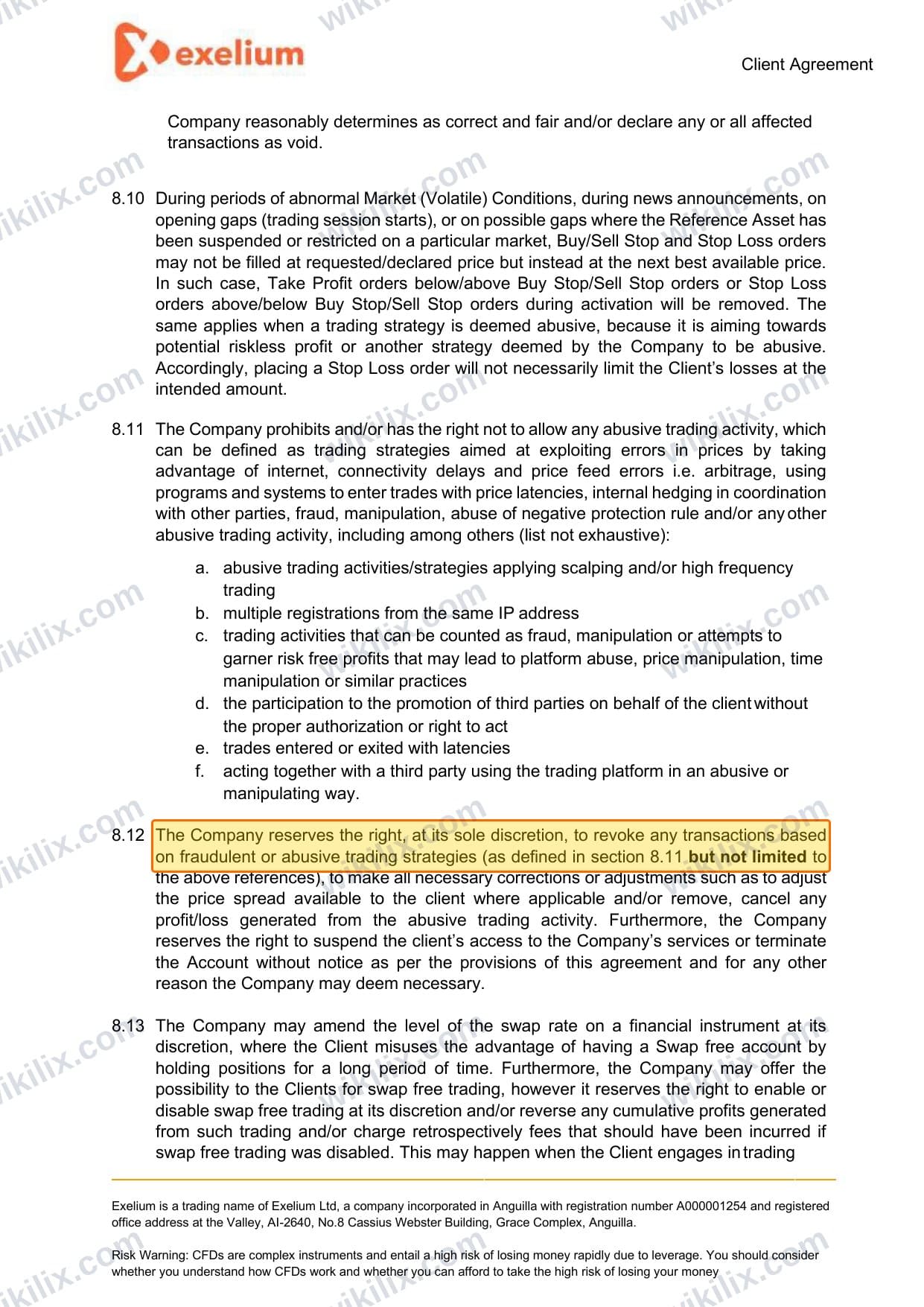 Our full page screenshot of the page this clause sits on, on Exelium's site exelium.com, taken on Sep 24, 2026. The quoted words are marked in the image.