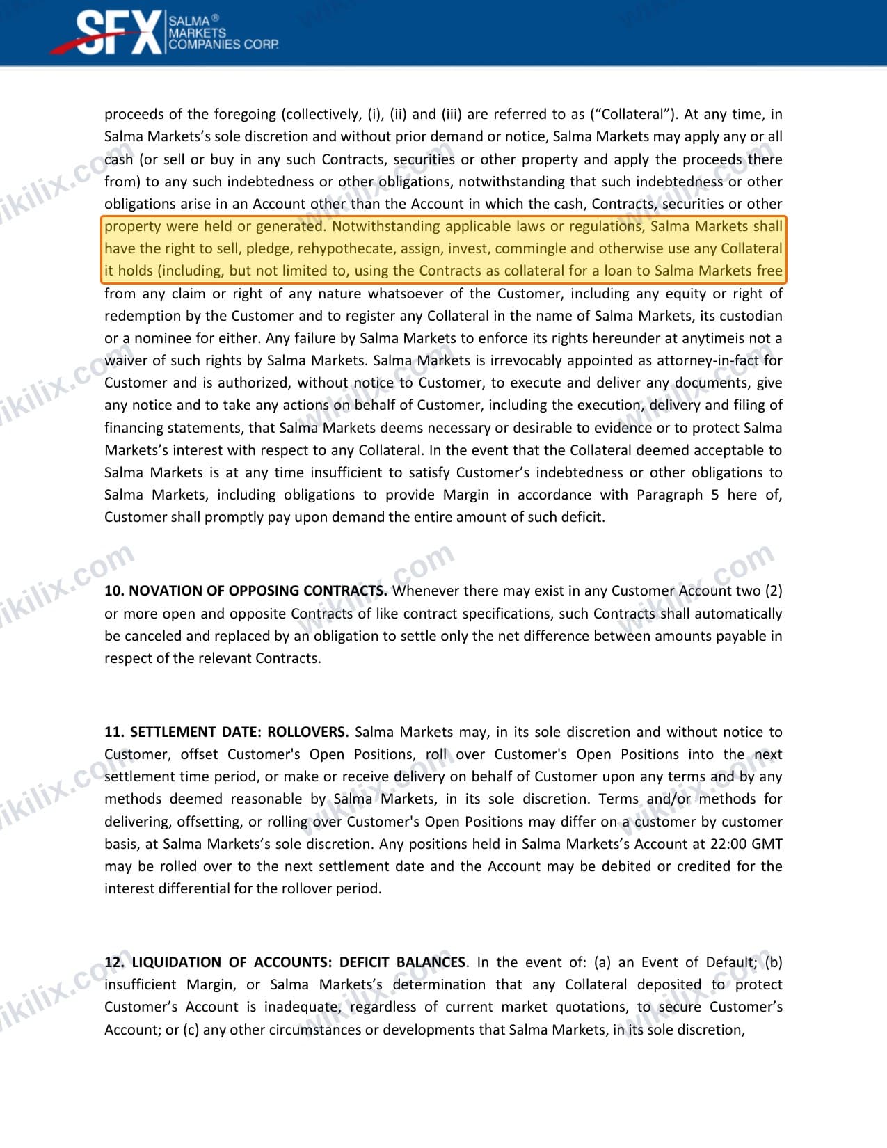 Our full page screenshot of the page this clause sits on, on SalmaMarkets's site content.salmamarkets.net, taken on Sep 20, 2026. The quoted words are marked in the image.